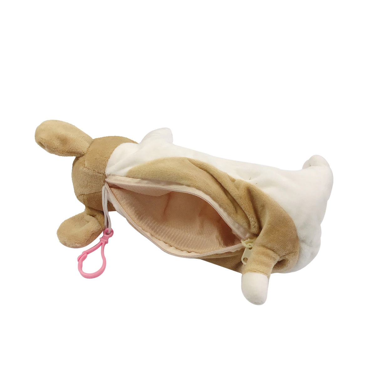 Wrapables Plush Dog Shaped Pencil Pouch, Tan and White