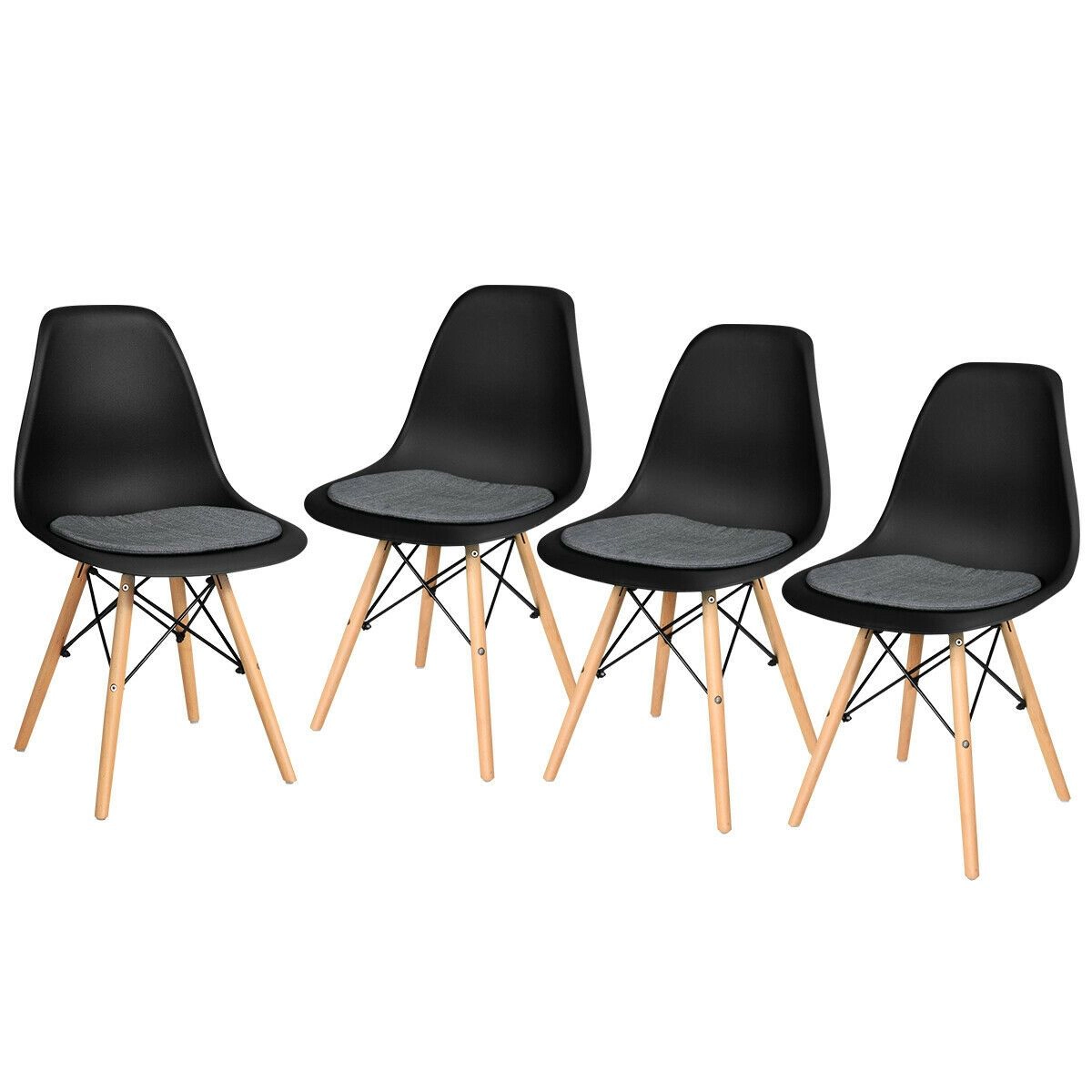 SlickBlue Unisex Set of 4 Modern Dining Chairs with Beech Wood Legs