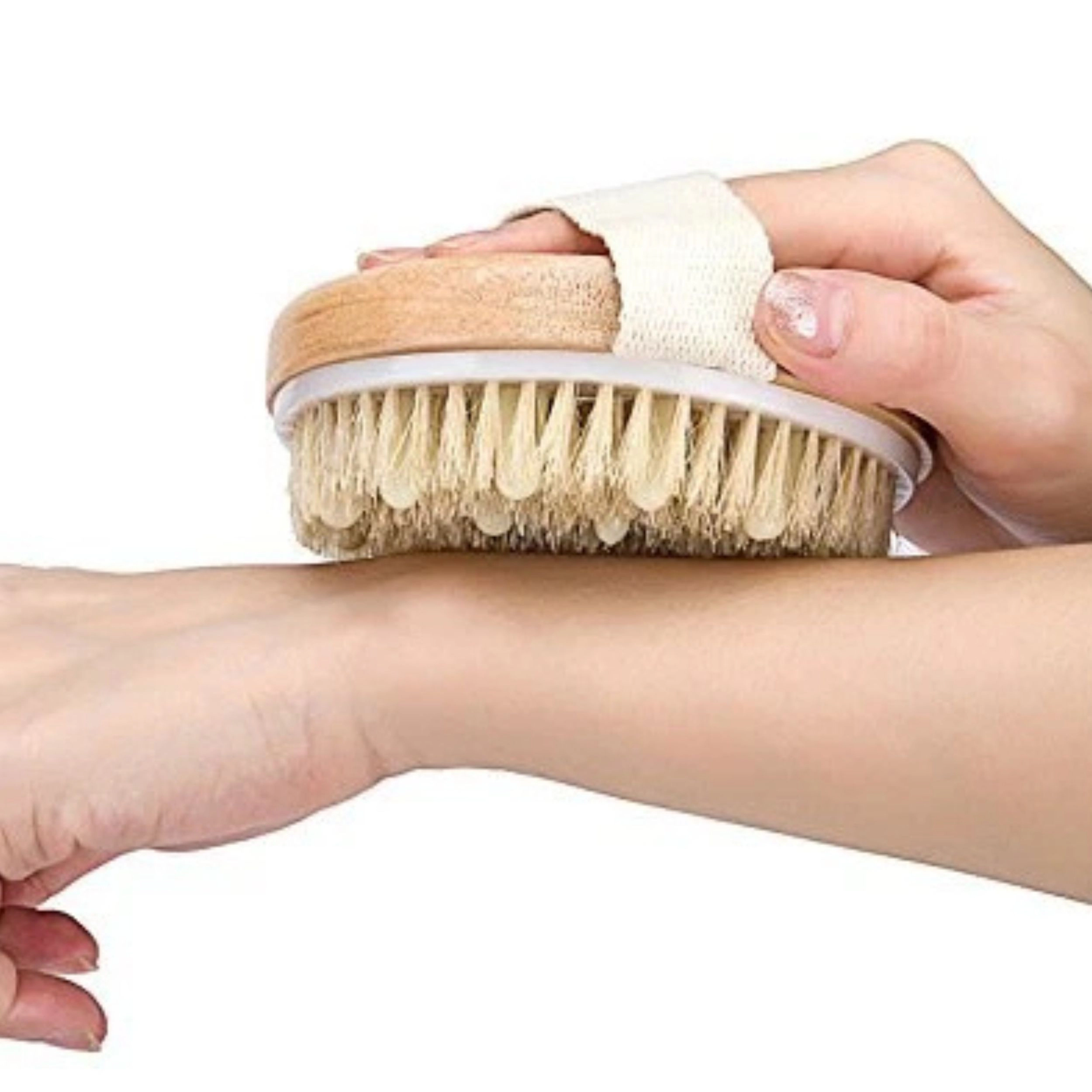 Home Collection Wood Bath Brush Natural Bristle Body Scrubber Handheld Shower Brush