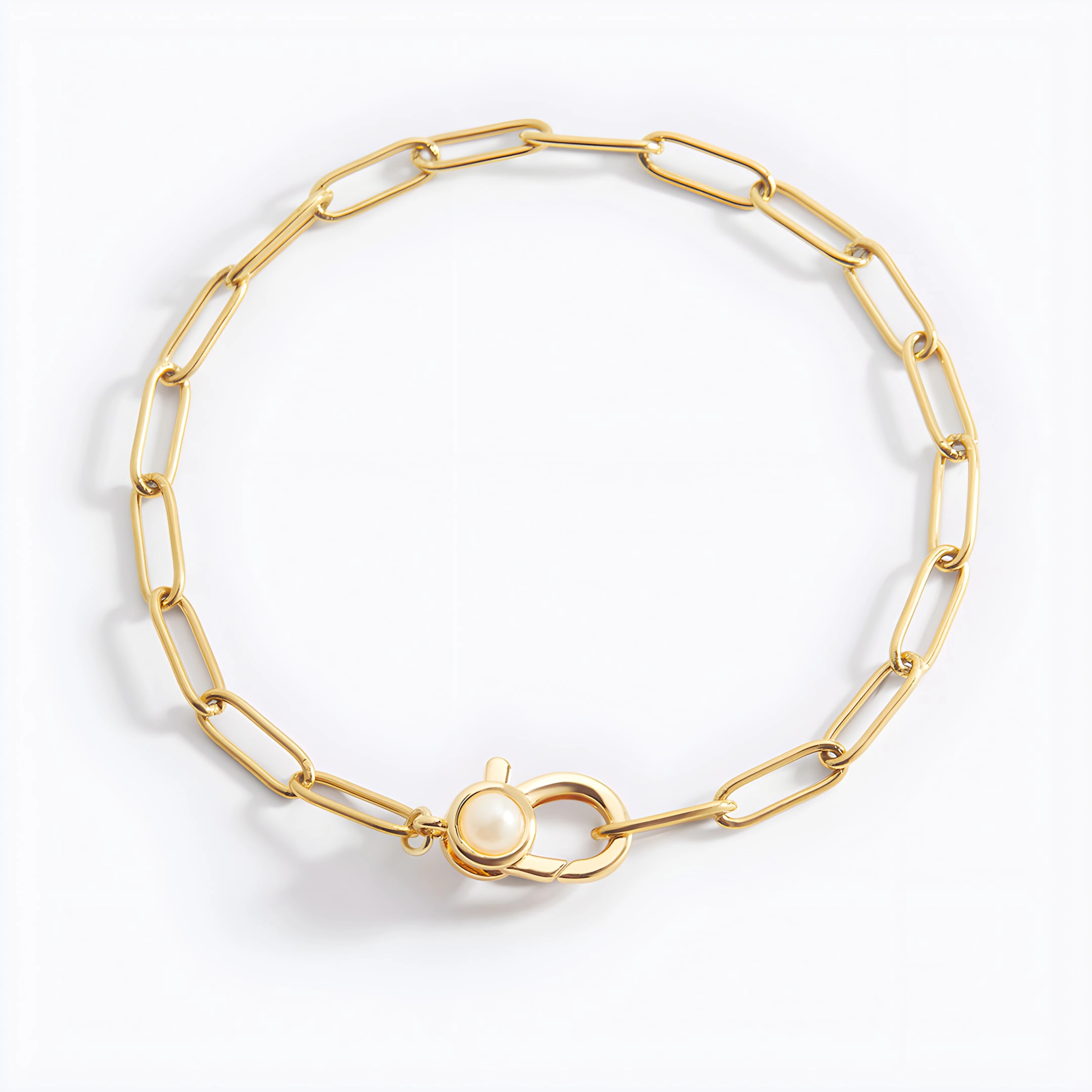 Mint & Lily Women's Paperclip Bracelet with Pearl Accent