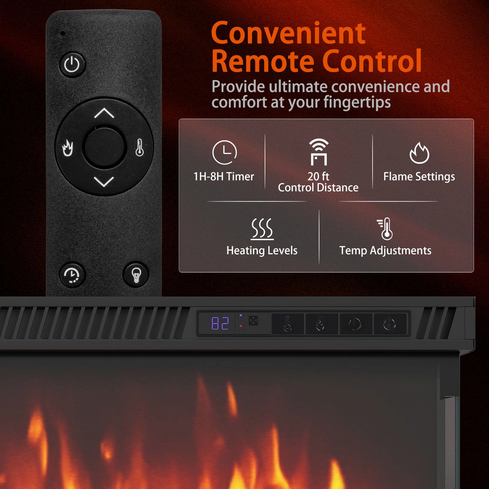 SlickBlue 40 inch Indoor Electric Fireplace with Adjustable Heat