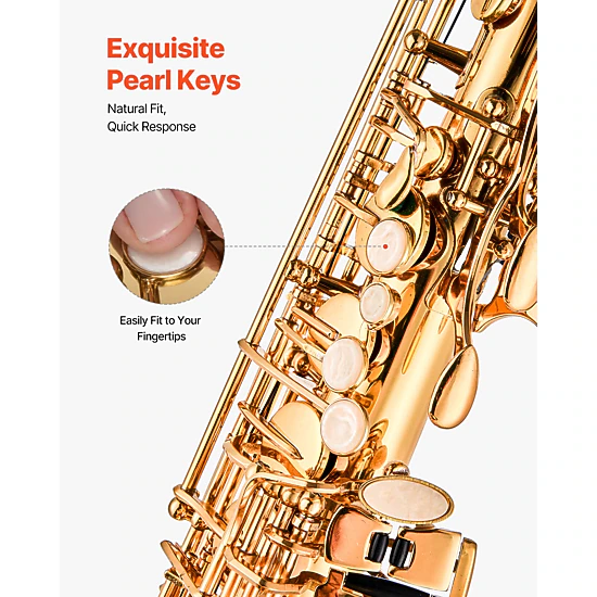 HONGGE Beginner Saxophone Kit with Carrying Case, Mouthpiece, Straps, Cleaning Cloth, Gloves, Neck Strap, 23 Keys
