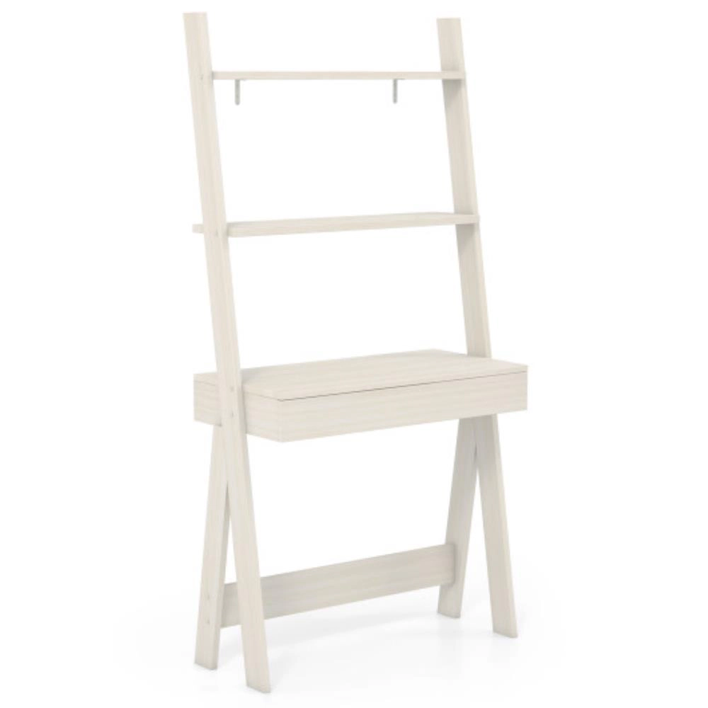 Hivvago Ladder Shelf Desk Bookcase with Countertop  Drawer and 2 Shelves