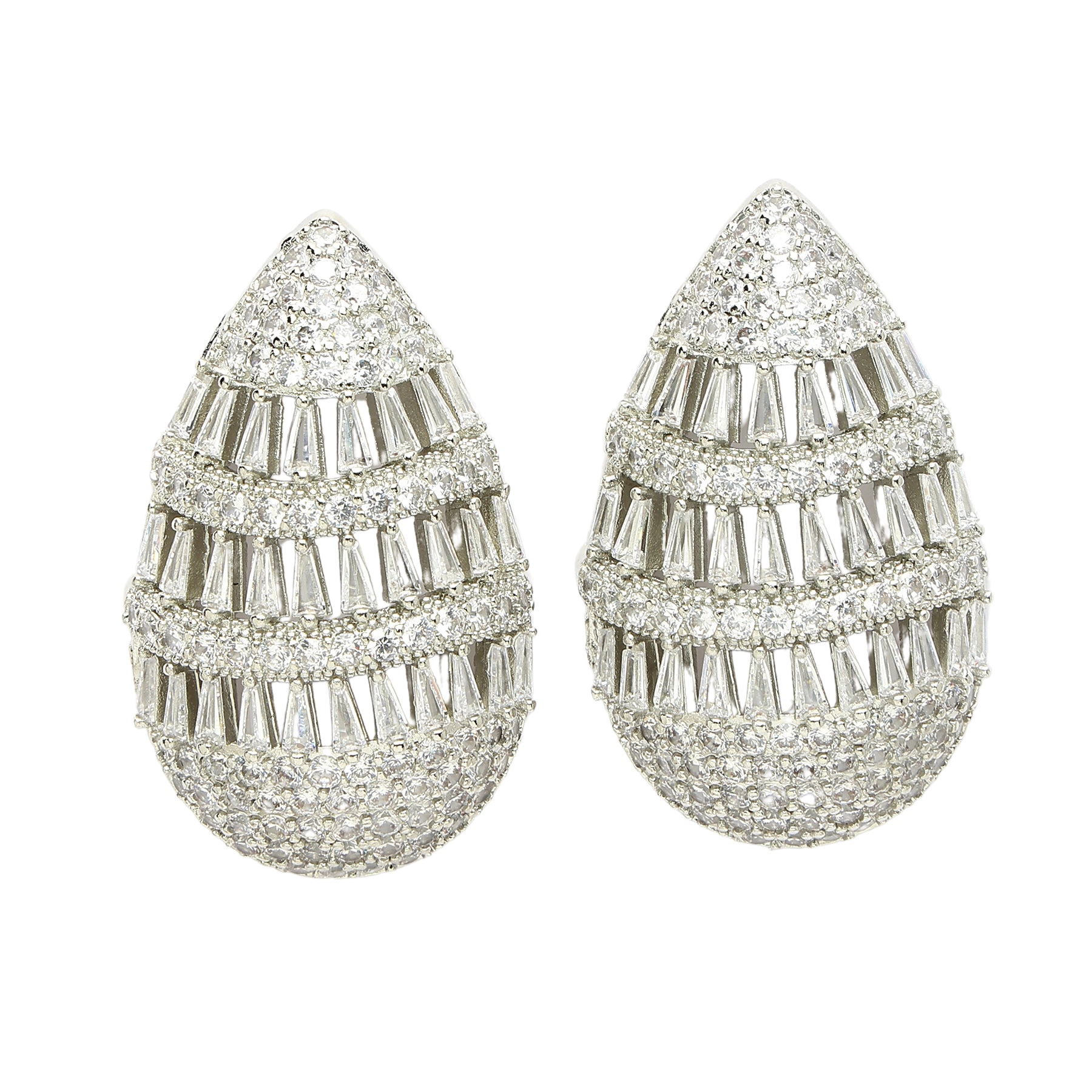 AGP PARIS Womens Diva Collection Classy Hollow Designer Zirconia Stud Earrings