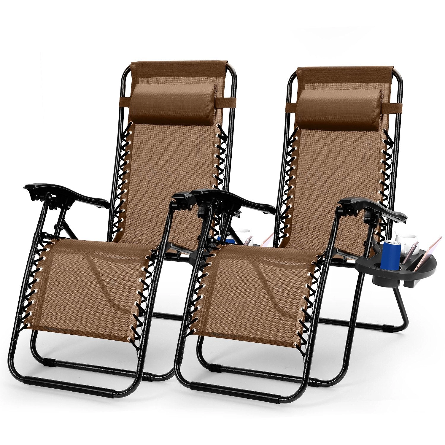 GBruno 2-Pack Zero Gravity Lounge Chair With Side Tray