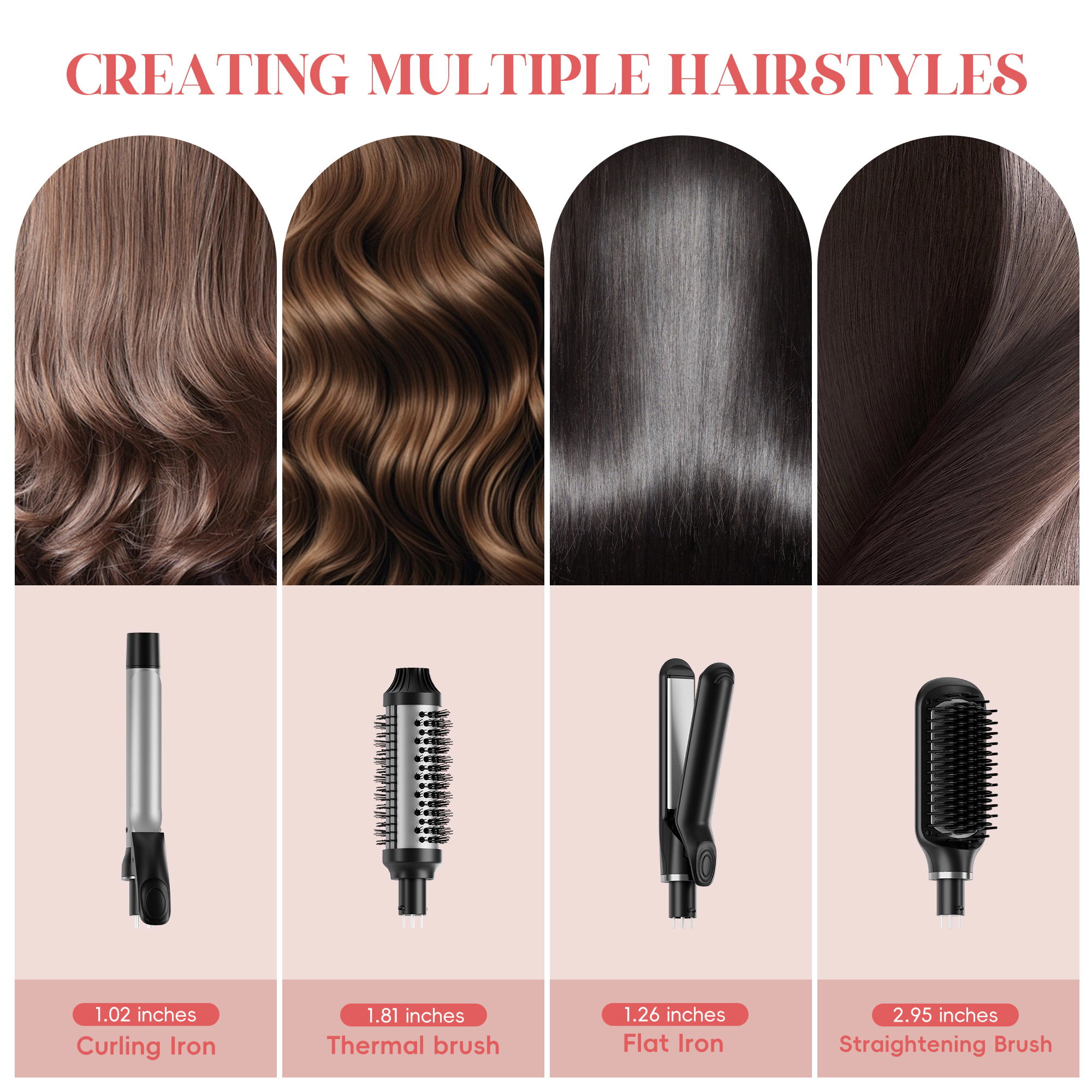 NICEBAY Thermal Hair Brush, Curling Iron Hair Styling Tools, Flat Iron Hair Straightener, Curling Wand Hair Tools