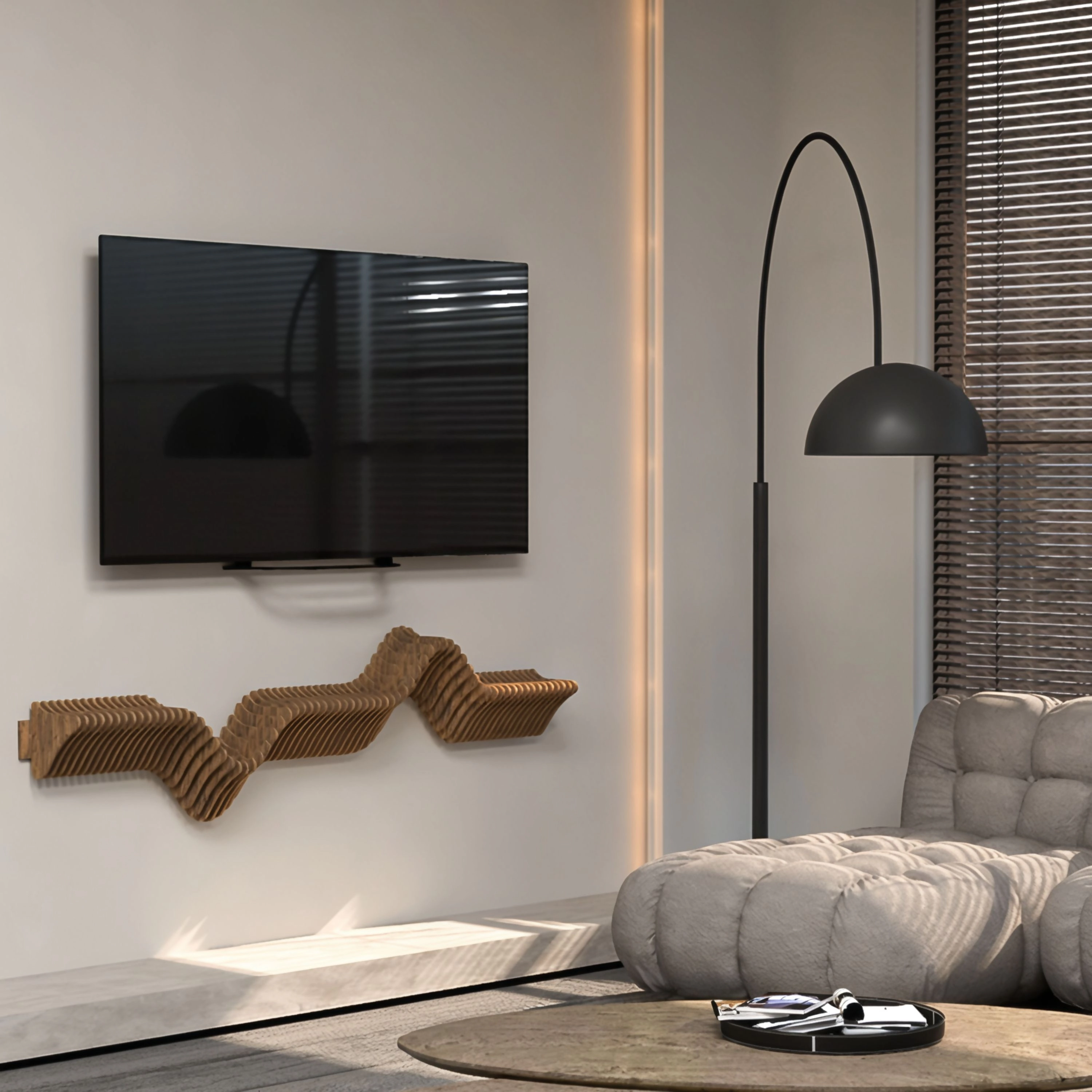 Wear Sierra Parametric 63" 3D Wavy Floating Shelf