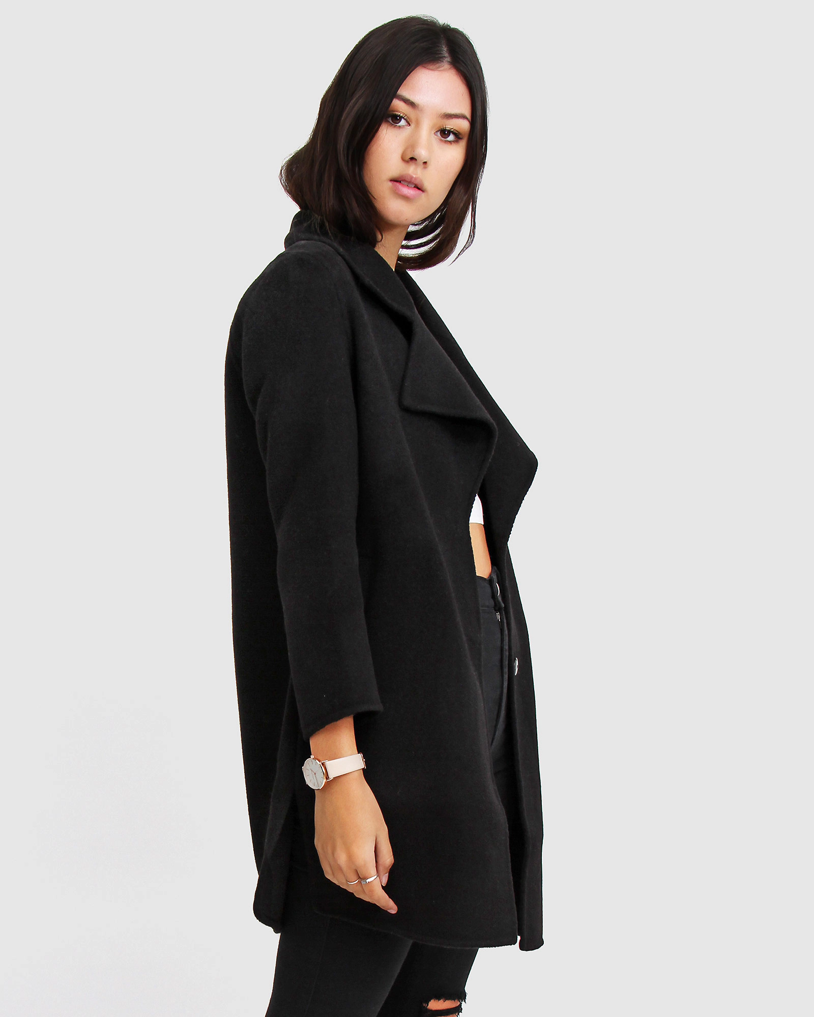 Belle & Bloom Womens Ex-Boyfriend Wool Blend Oversized Jacket