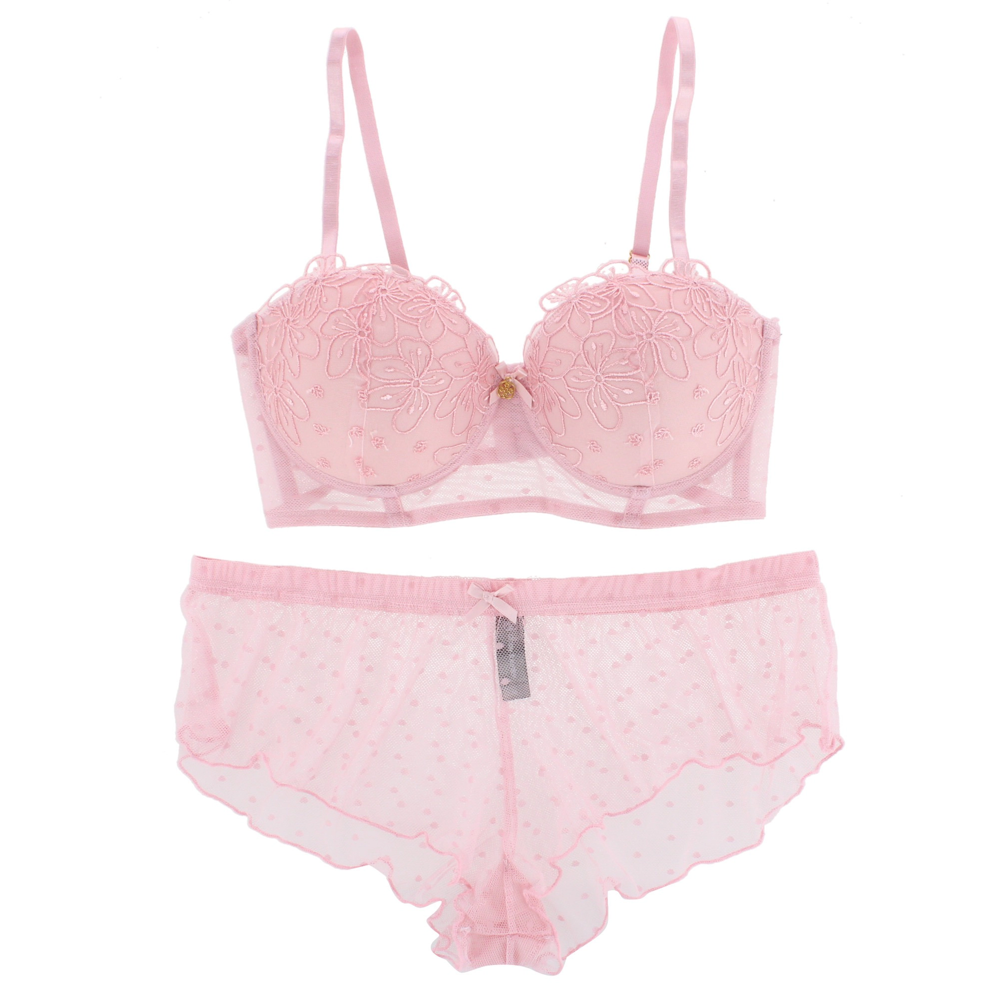 Daisy Fuentes Women's 2 Piece Ruffle Bra and Panty Set