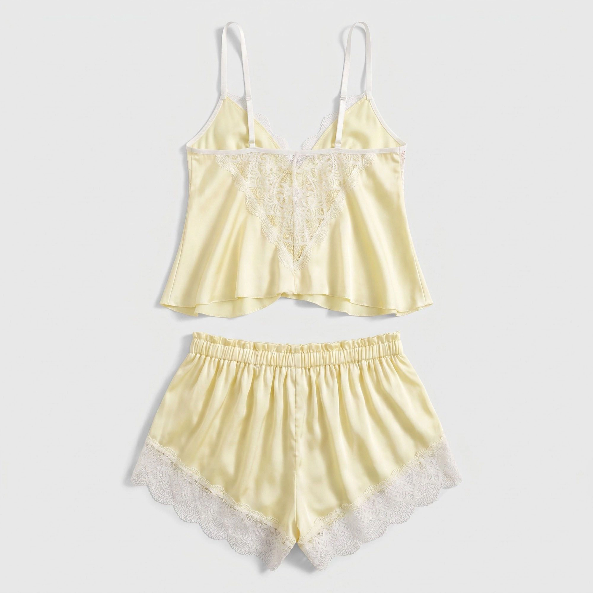 Anna-Kaci Women's 2-Piece Floral Lace Cami Top and Shorts Lingerie Set