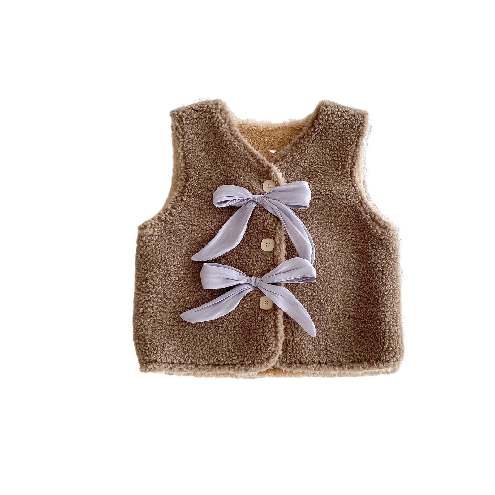 MyKids-USA Adorable Infant Baby Girls Fleece Sleeveless Single Breasted Sweater Vest