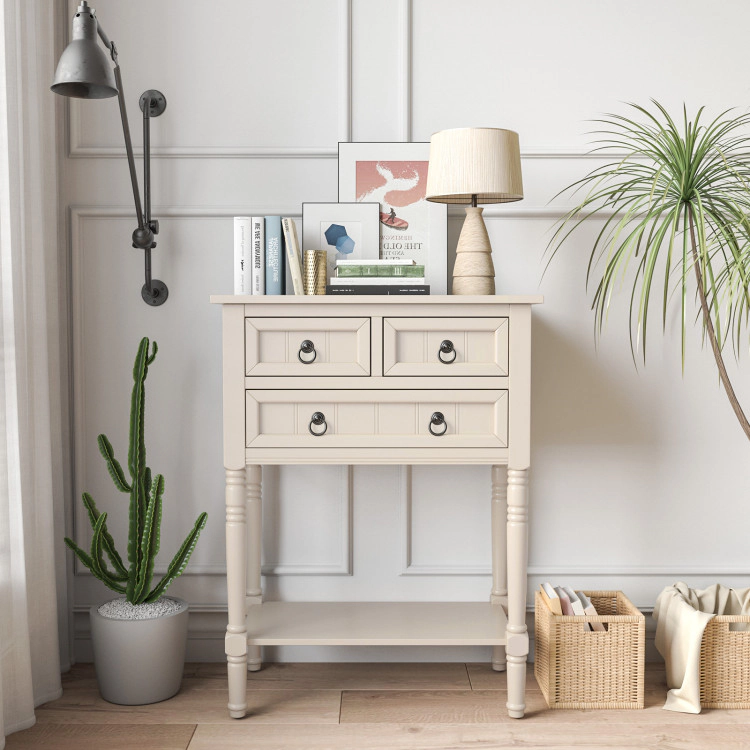 Hivvago Compact Entry Console with Multiple Drawers and Open Storage Shelf
