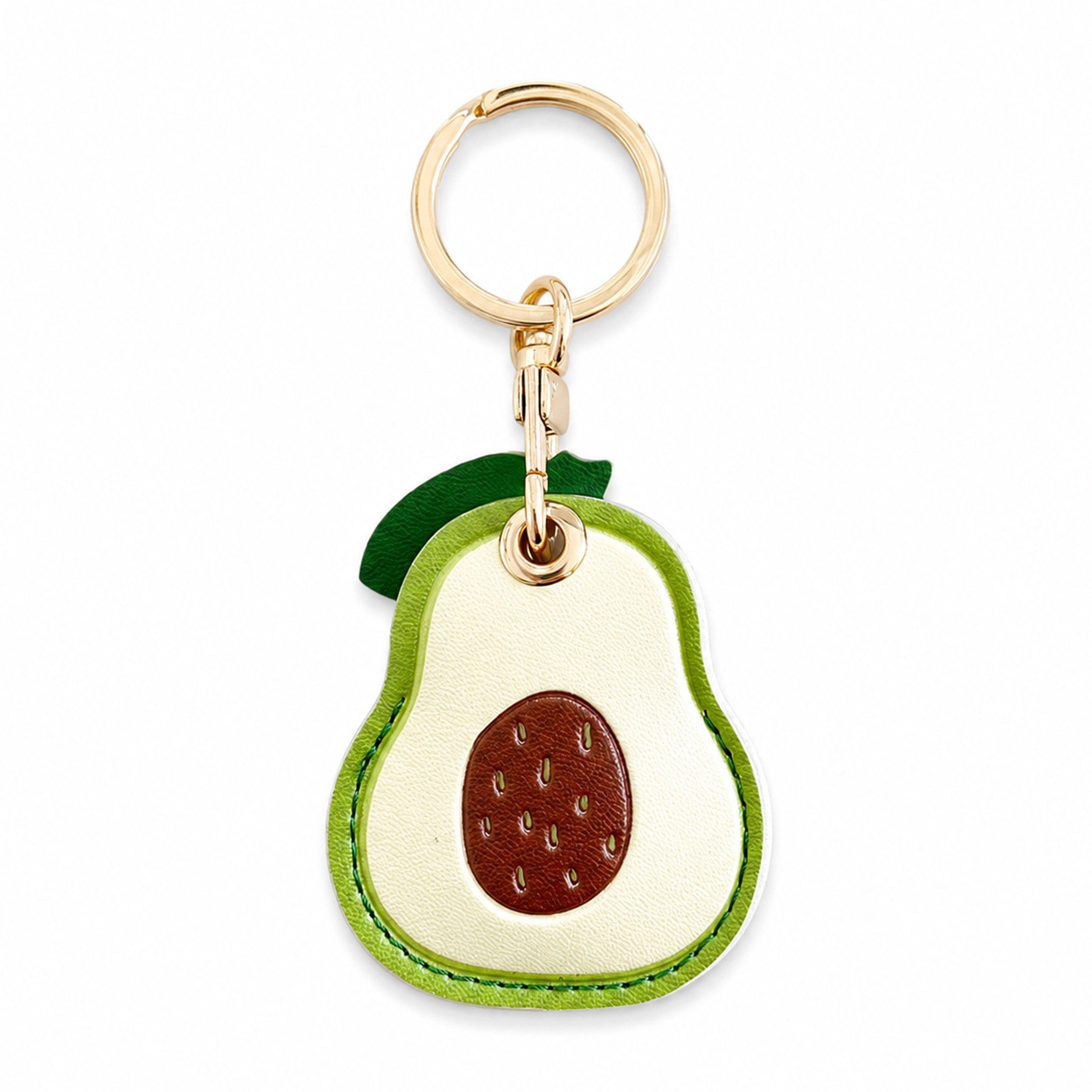 Alilang Women's Double-Sided Fruit Bag Charm Keychain with Stitched Detail and Gold-Tone Ring, Strawberry Red