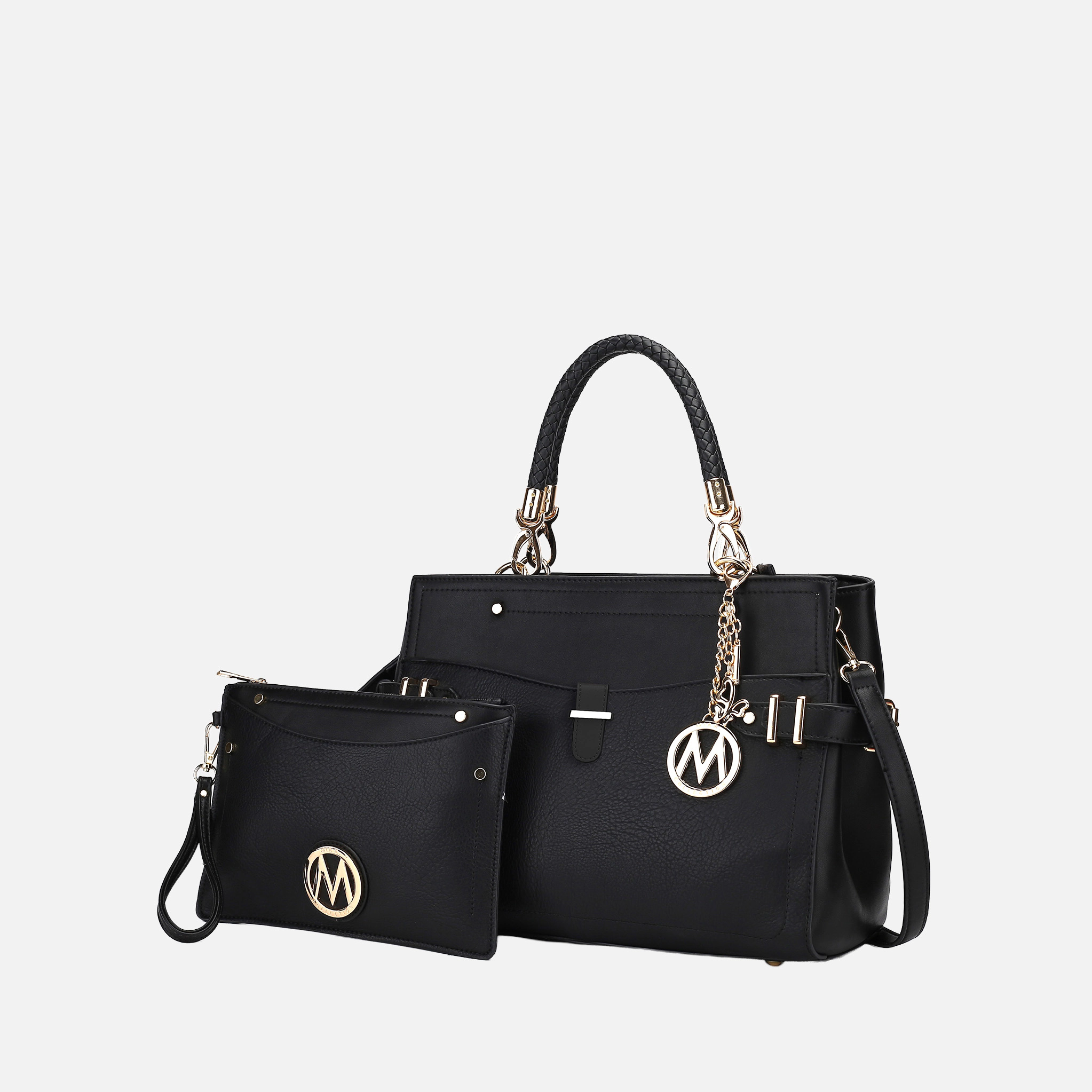 MKF Collection by Mia K Tenna Satchel Bag with Wristlet - Vegan Leather Structured Handbag
