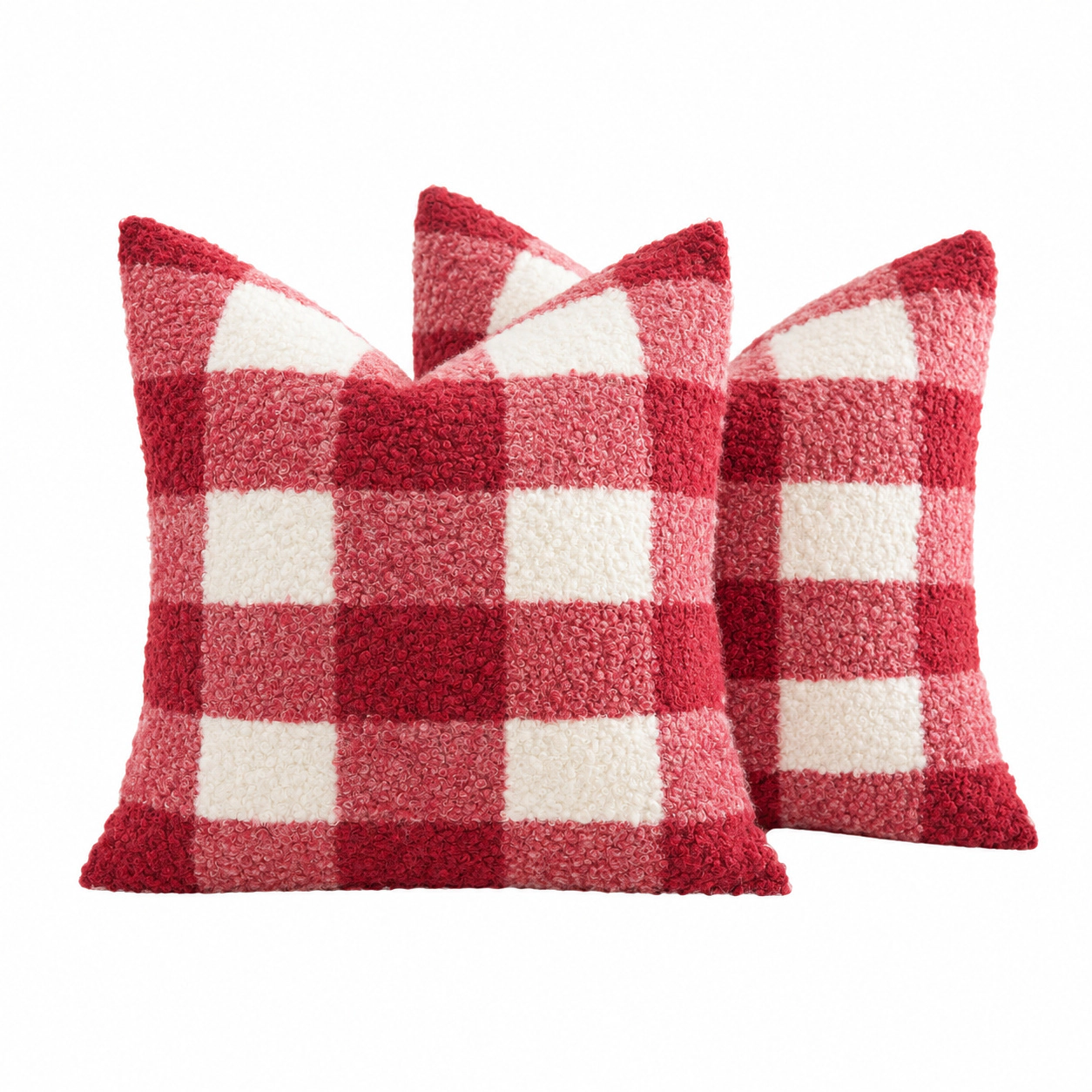 WZK Set of 2 Plaid Boucle Throw Pillow Covers