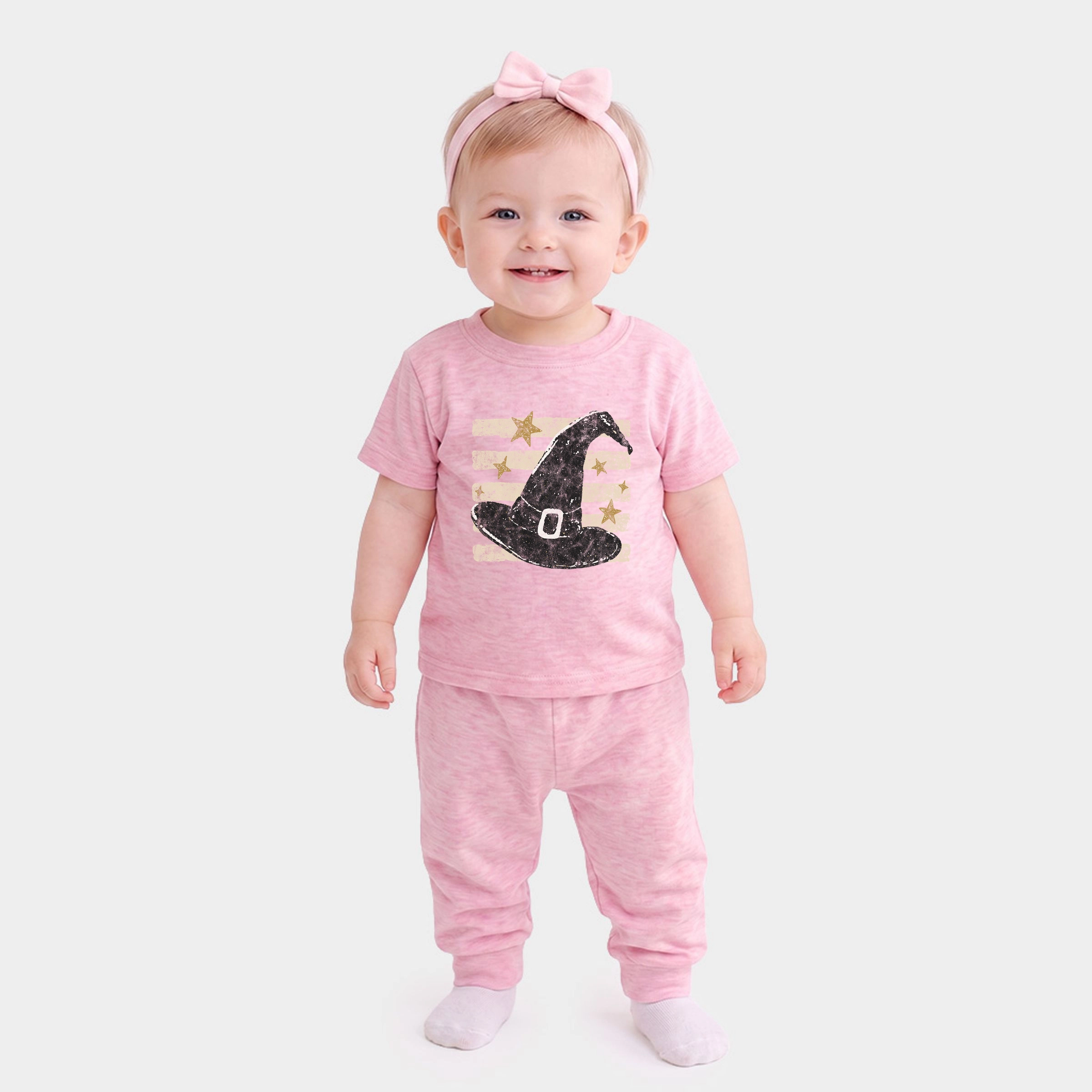 The Juniper Shop - Infant Jogger Pant Crew Set Witch Hat Stripes
