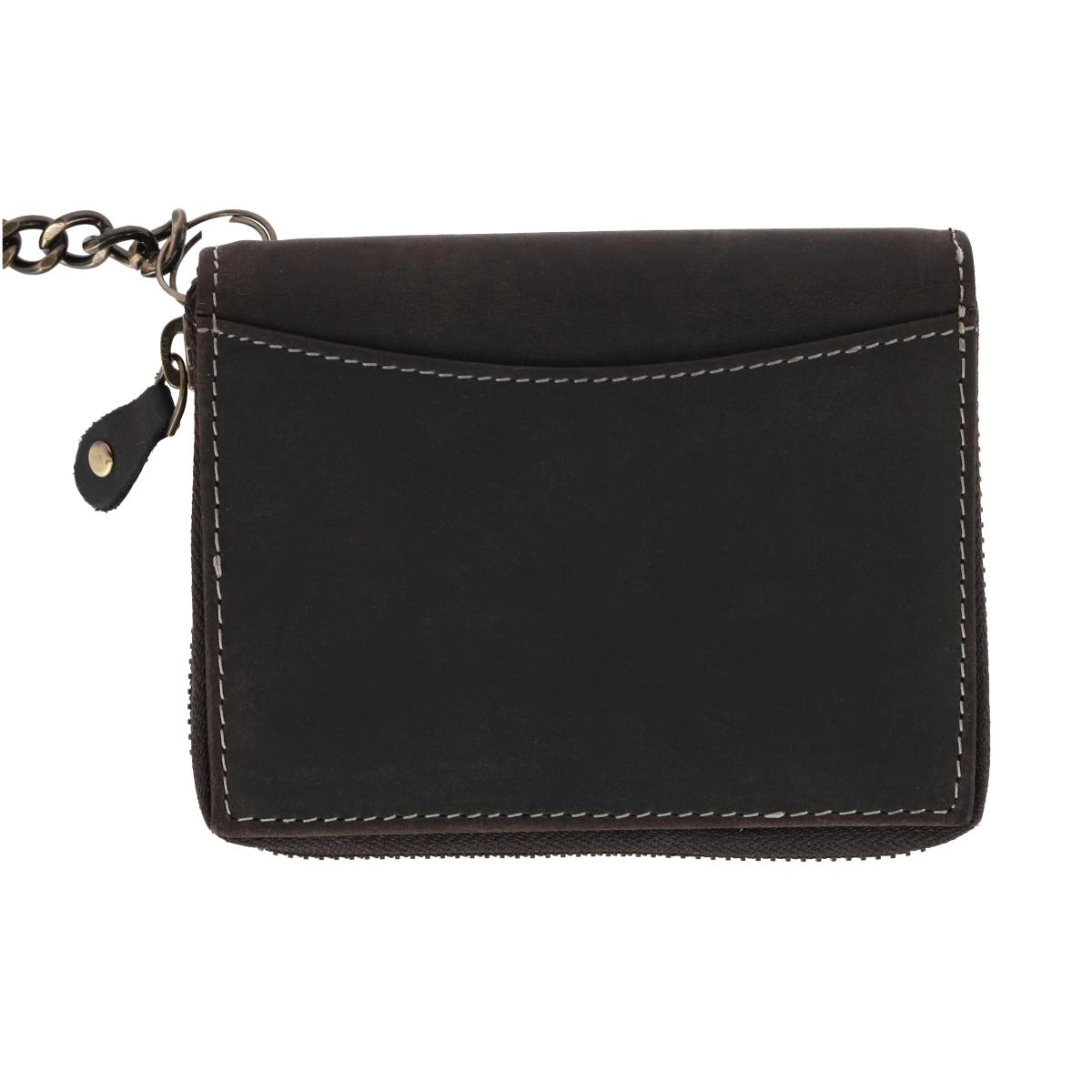 CTM Men's Bifold Zip Around Chain Wallet with Interior Zip