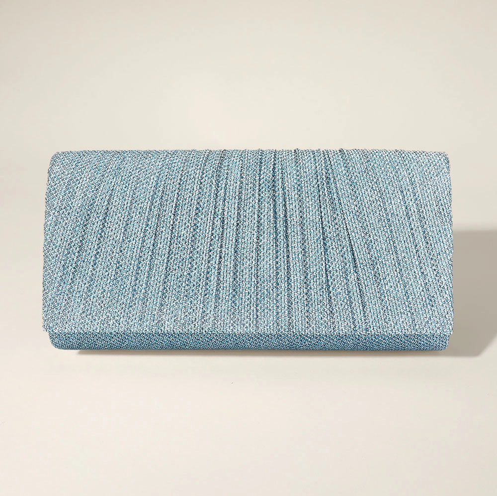 Fashnzfab Pleated Shimmery Evening Clutch Crossbody Bag