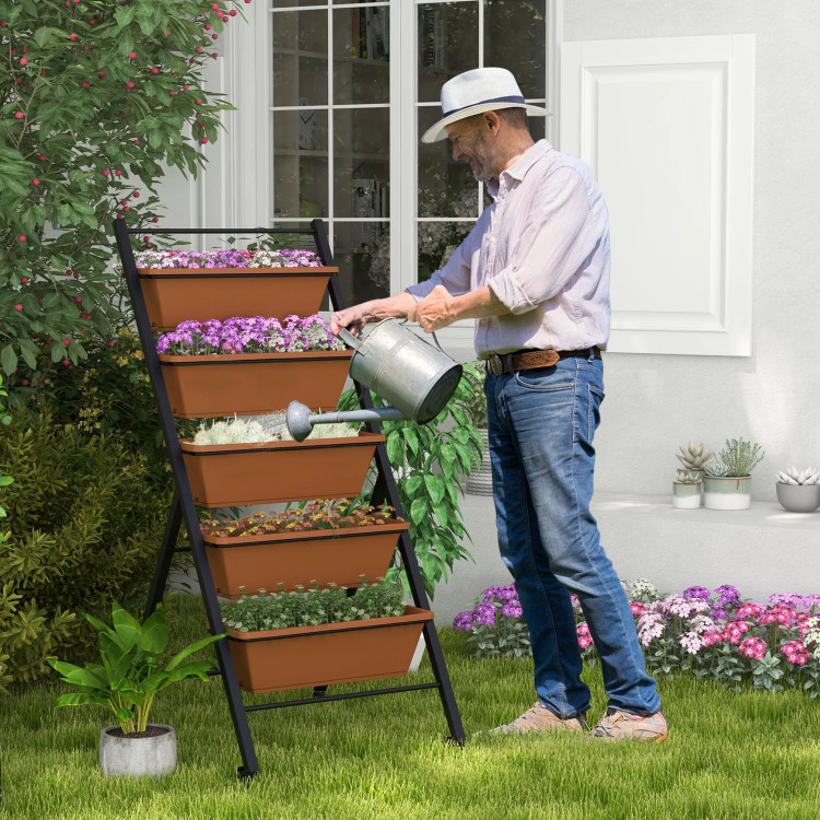 Hivvago 5-Tier Vertical Raised Garden Bed with Wheels and Container Boxes