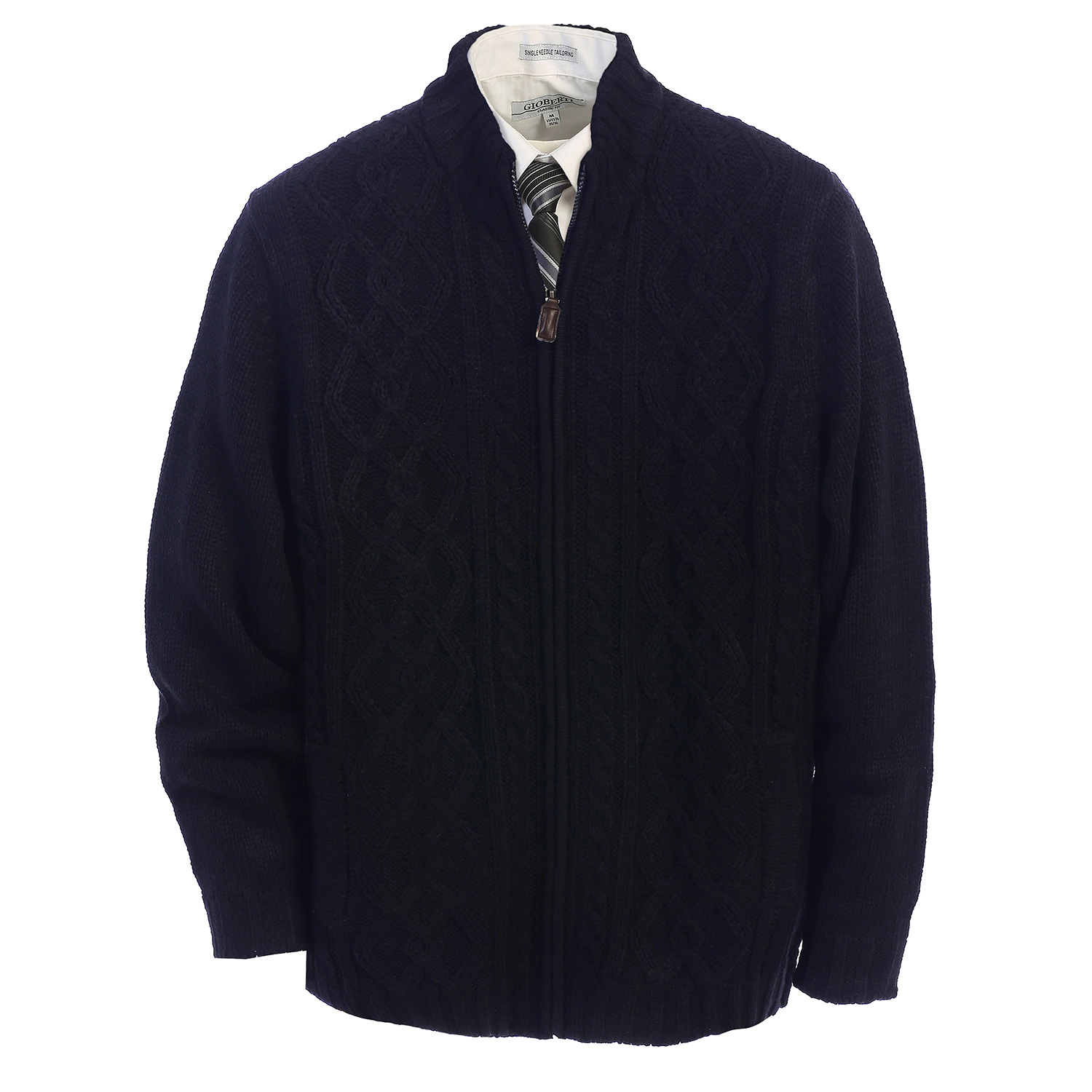 Gioberti Men's Heavy Weight Cardigan Twisted Knit Regular Fit Full-Zipper Sweater