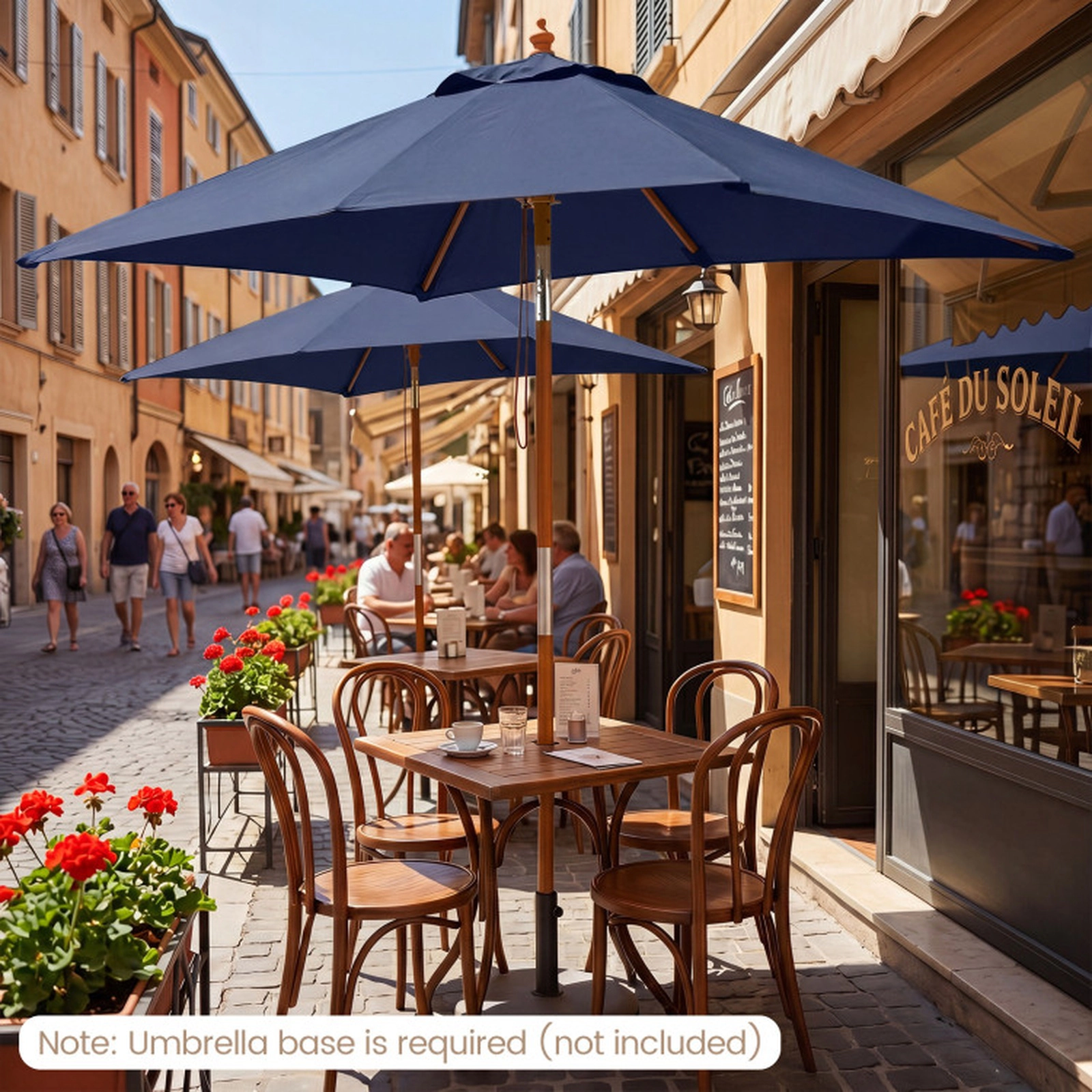 SUGIFT Water-Resistant Rectangular Patio Umbrella with Push-Button Tilt 7-ft Wide Navy