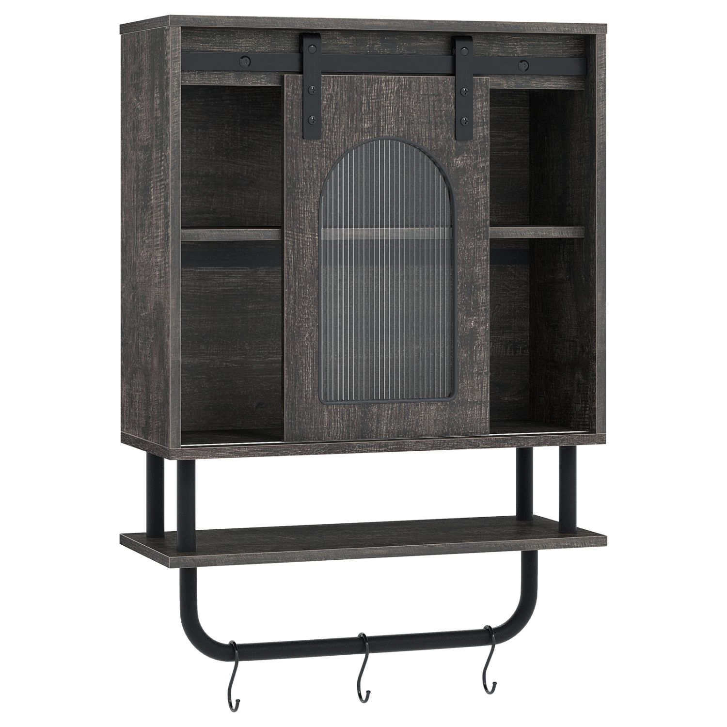 SlickBlue 3-Tier Wall Storage Cabinet with Hooks for Bathroom Entryway