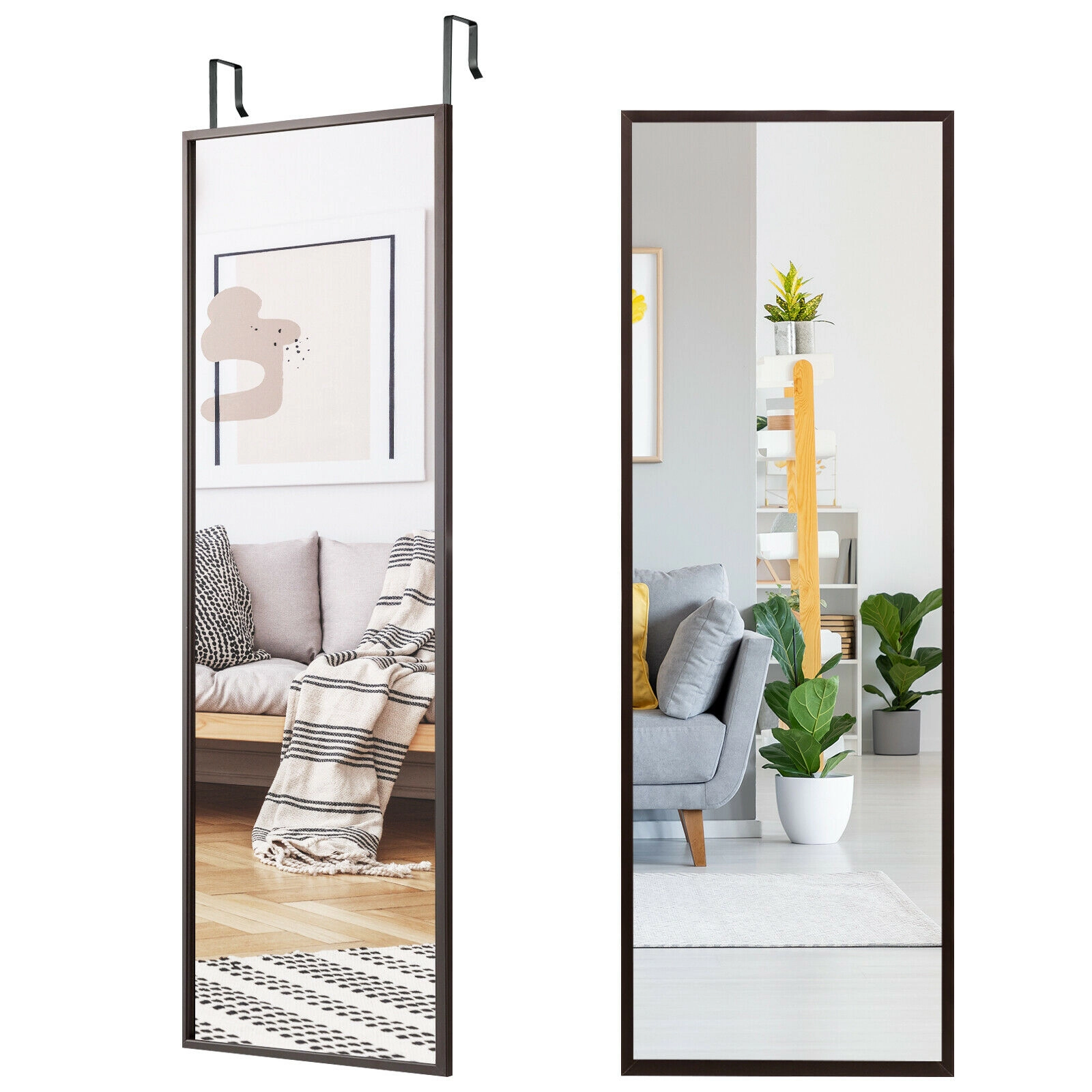 Slickblue White Frame Full Length Mirror 42.5x14.5 Wall Mounted Door Hanging Home Decor