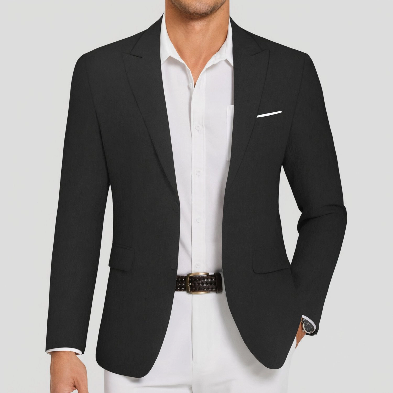 COOFANDY Mens Casual Long Sleeve Blazer Two Button Notch Lapel Slim Fit Sport Coat