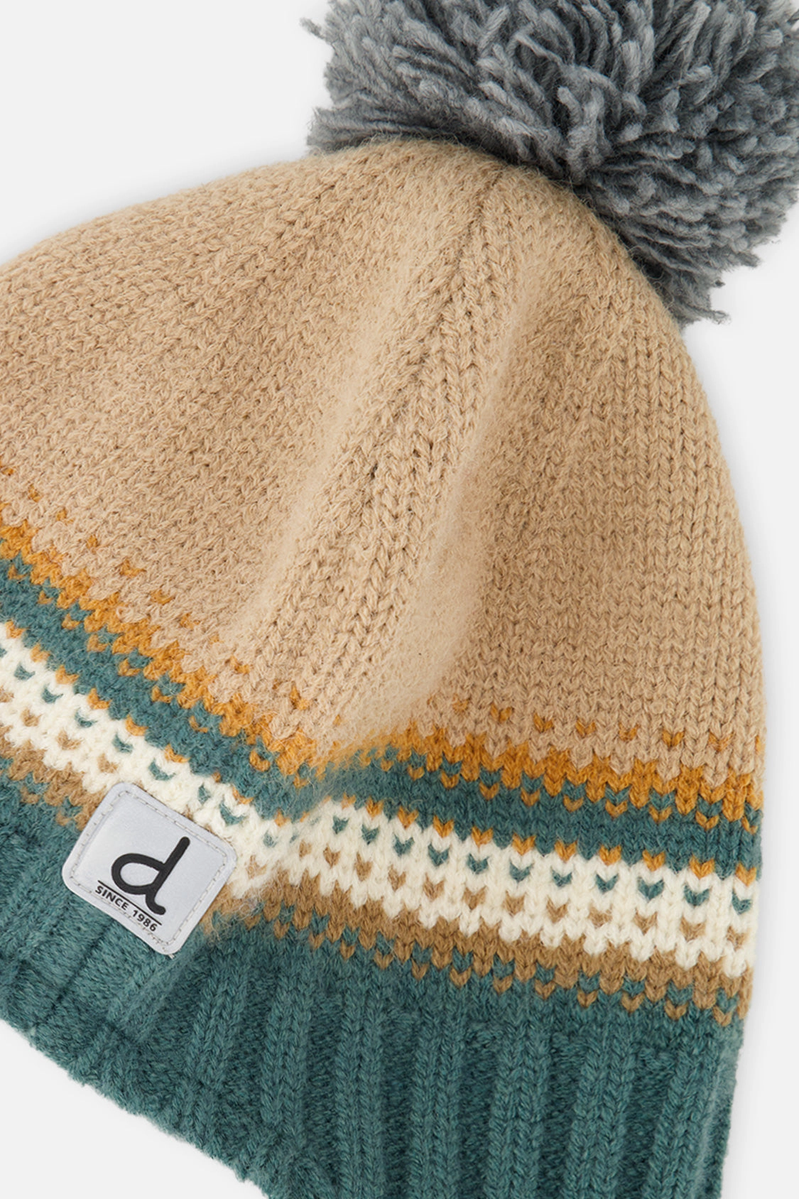 Deux par Boys Chevron Jacquard Winter Peruvian Knit Hat with Pompom