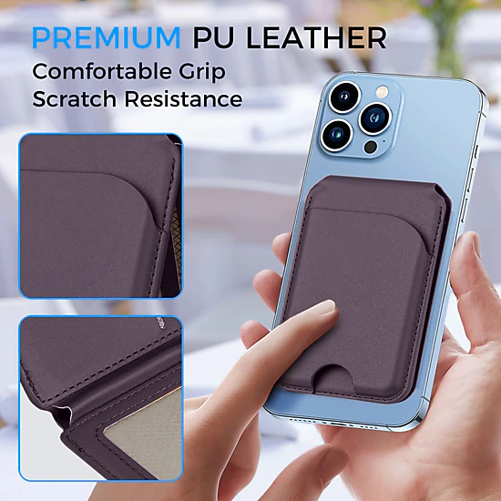Alpha Digital MagSafe, Adjustable Phone Stand, Compatible w/ iPhone 12-17 - Magnetic Leather Wallet