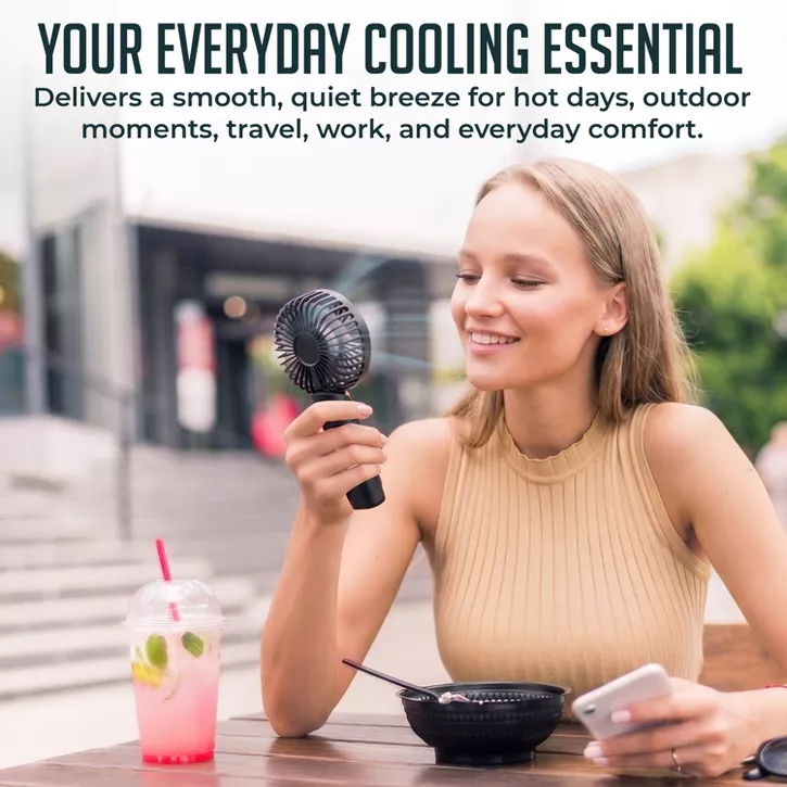 Luminuxe Portable Handheld Fan, USB Rechargeable Foldable Fan w/ 4000mAh Battery, Ultra Quiet 6-Speed Wind LED Display