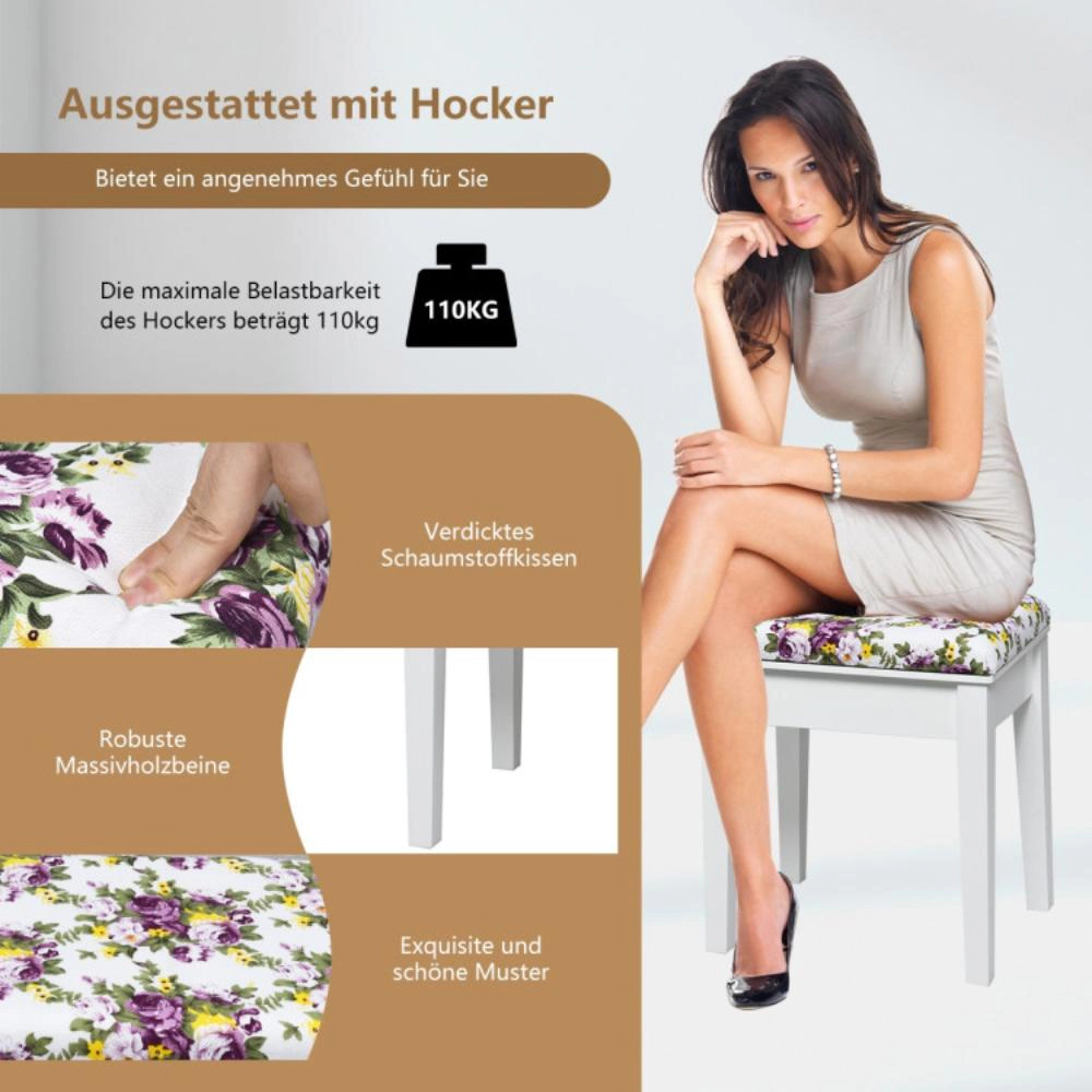Hivvago Vanity Dressing Table Set With Flip Top Mirror And 3 Drawers