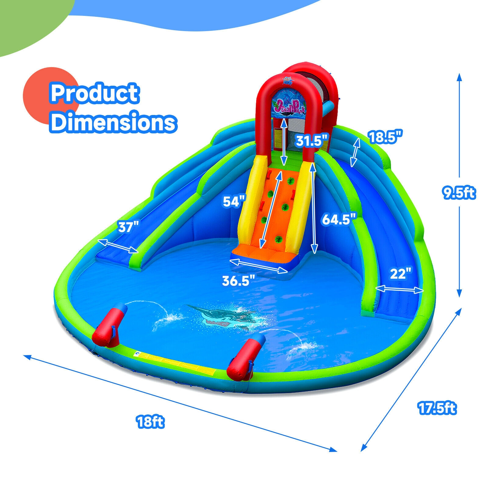 Hivvago Inflatable Waterslide Bounce House with Upgraded Handrail without Blower