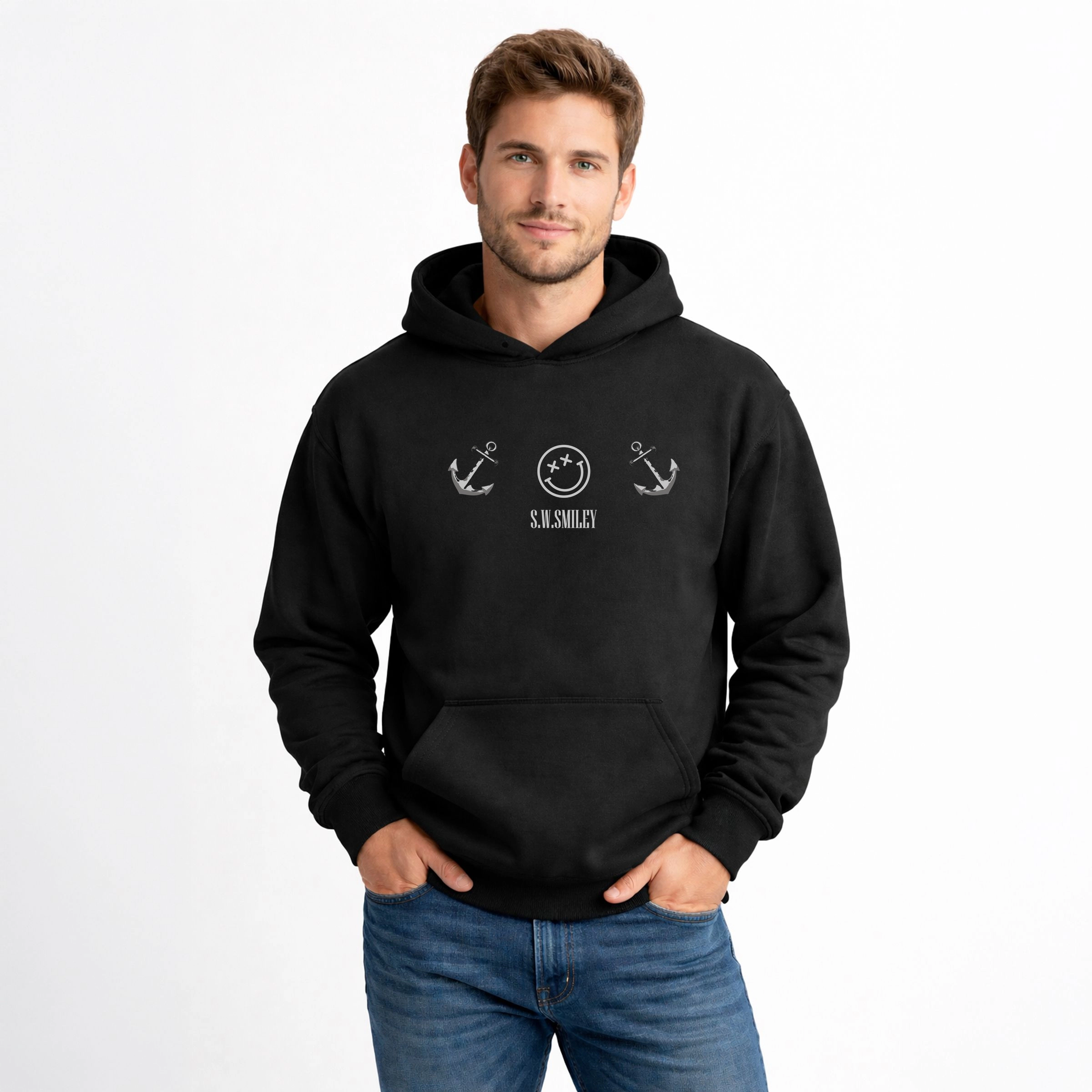 Simply Sage Market - Men's Graphic Hoodie S.W.Smiley Anchor Row