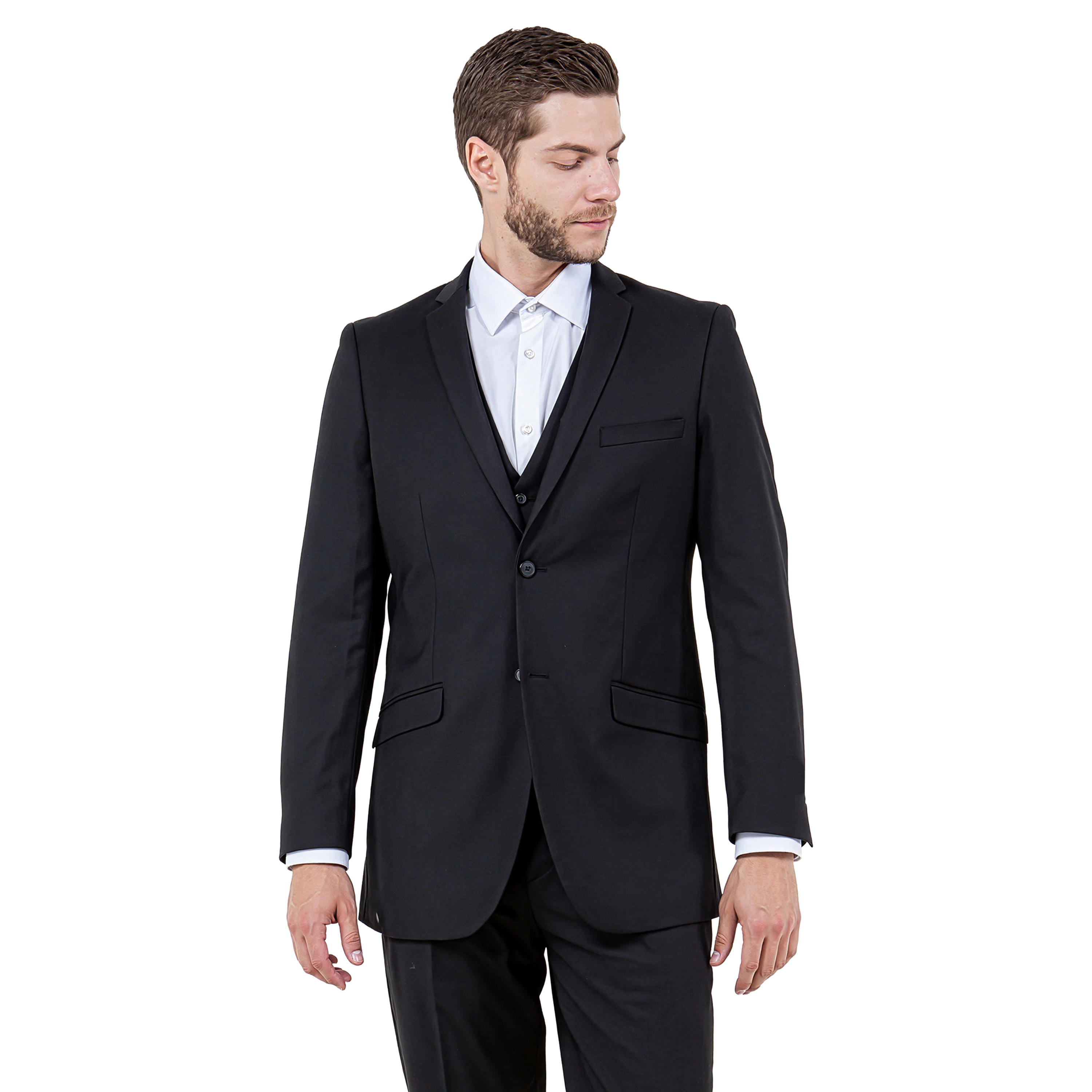 Tazzio Men’s Slim Fit Vested Solid Suit Set