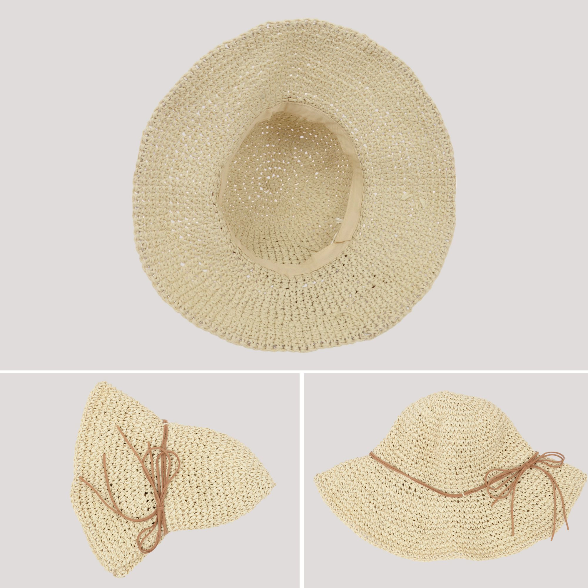 Anna-Kaci Women's Woven Floppy Sun Hat with Rounded Crown and Decorative Bow Detail