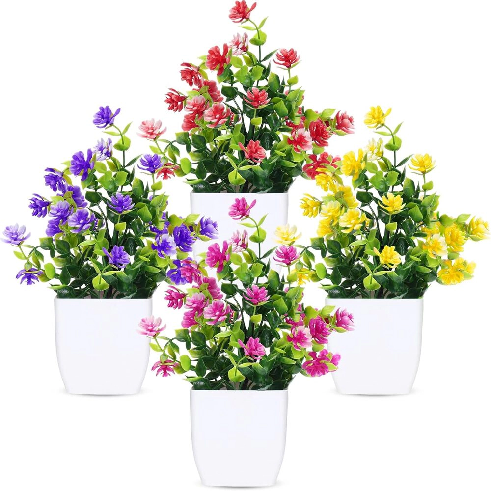 Haven Craftworks Unisex Artificial Potted Flowers 4-Piece Set