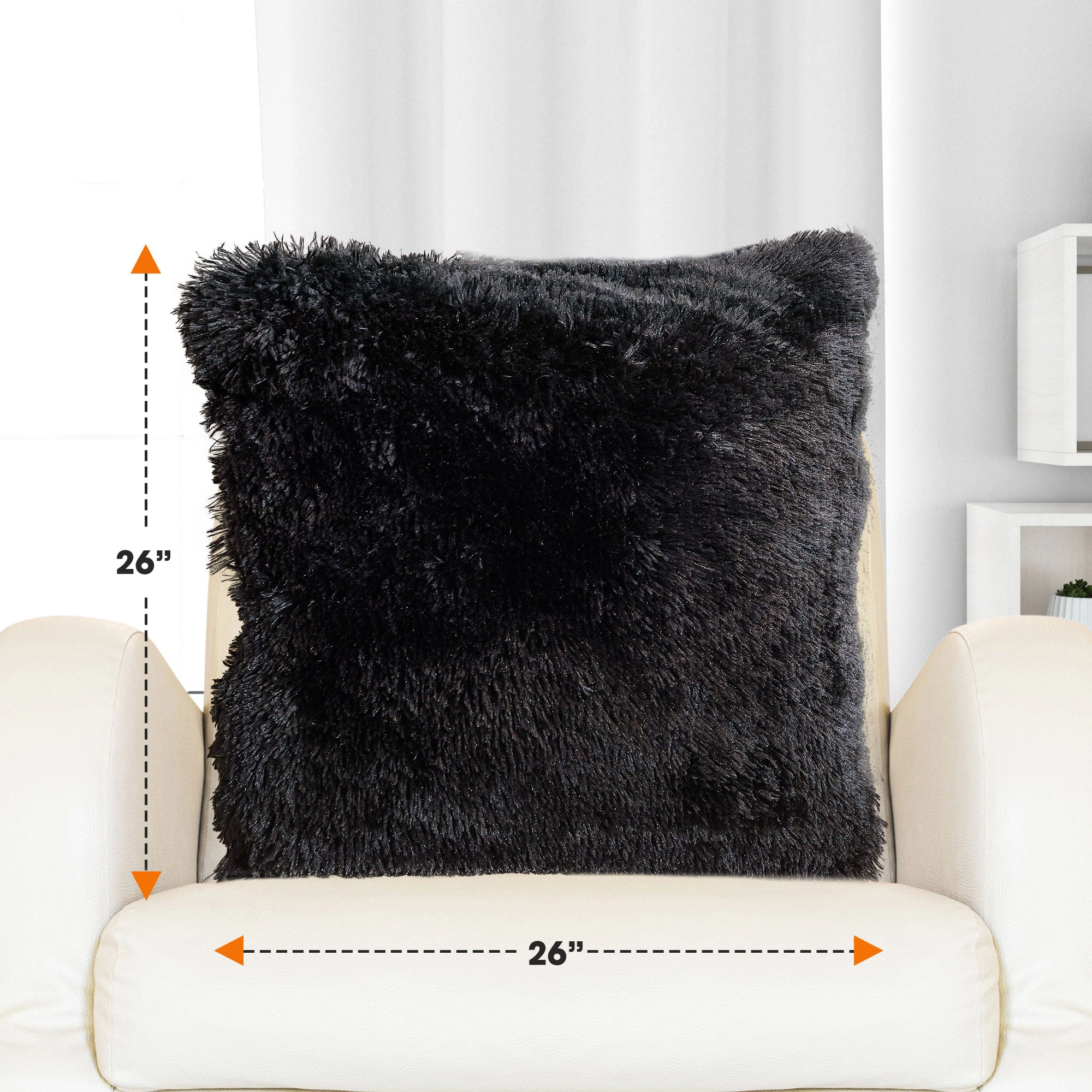 Cheer Collection 2-Pack Long Hair Shaggy Faux Fur Throw Décor Pillows