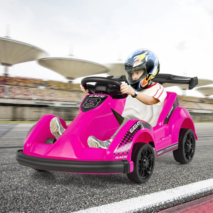 SUGIFT Kids Pink 6V Ride On Go-Kart with Parental Remote Safety Belt and USB Port 33.5-in W 15.7-in H