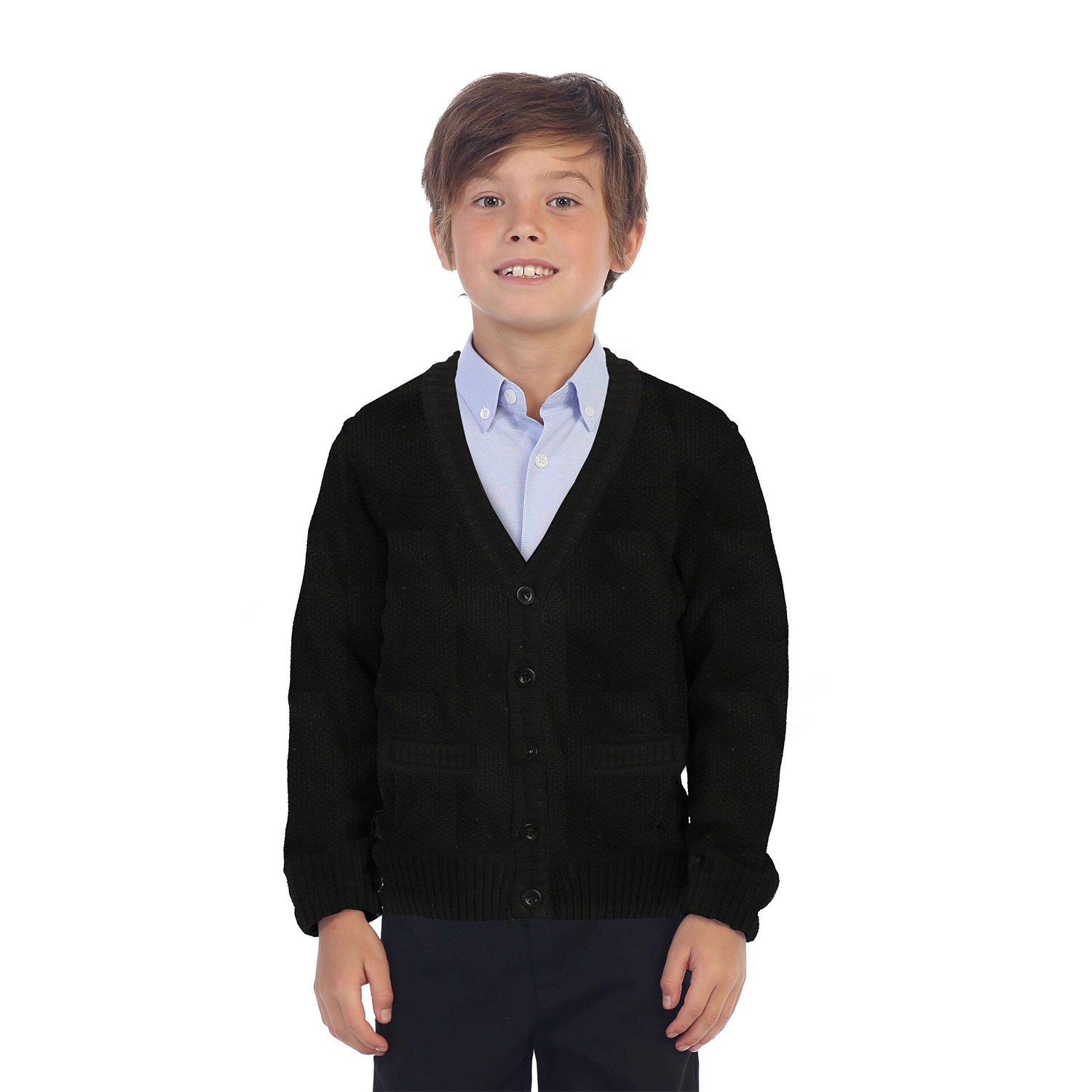 Gioberti Boy's Cardigan Sweater with Soft Brushed Flannel Lining and Pockets