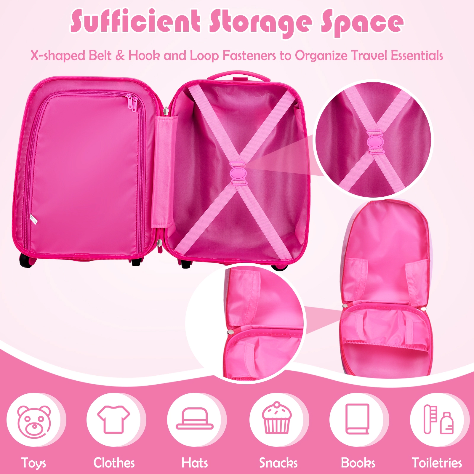 SUGIFT Green 2-Piece Kids ABS Suitcase Luggage Set with 18-in Rolling Case and 13-in Shoulder-Strap Backpack