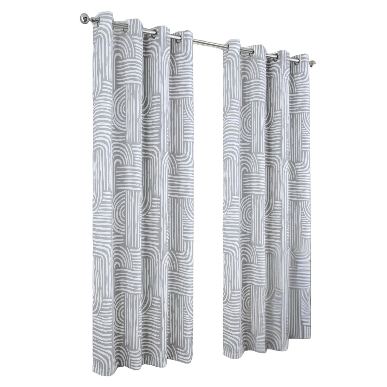 RT Designer Collection Ashton Printed Blackout Luxurious Decorative Grommet Curtain Panel 54" x 84" Silver