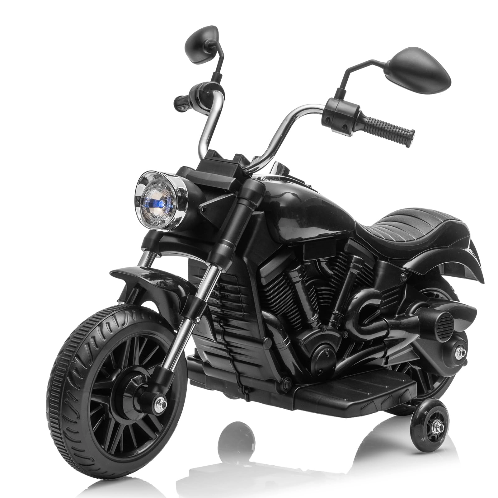 12V Electric Dirt Bike, Kids Motorcycle with Training Wheels, Reverse, Headlight, Horn, Music