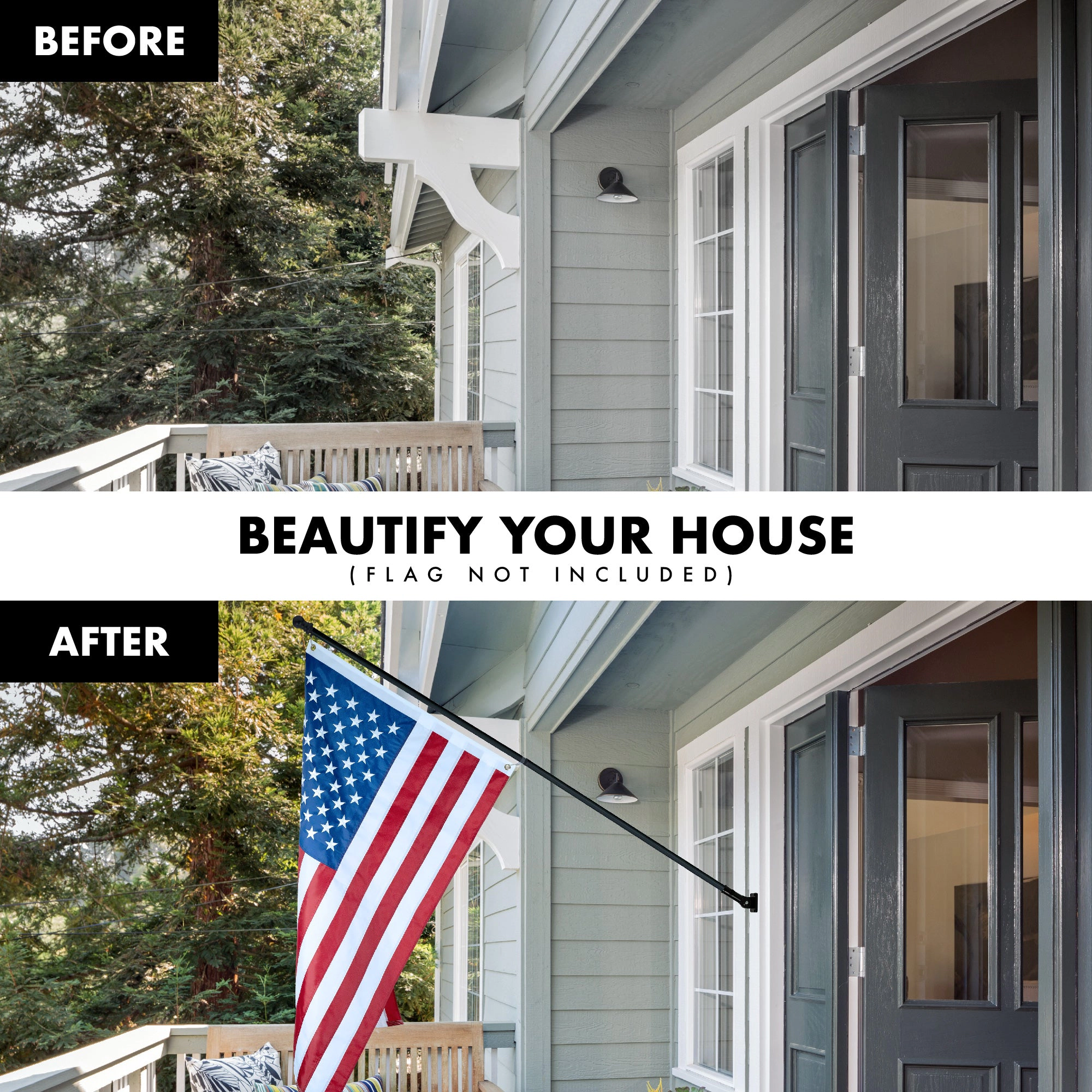 G128 5 ft Tangle-Free Spinning Aluminum Wall-Mount Flagpole, Black