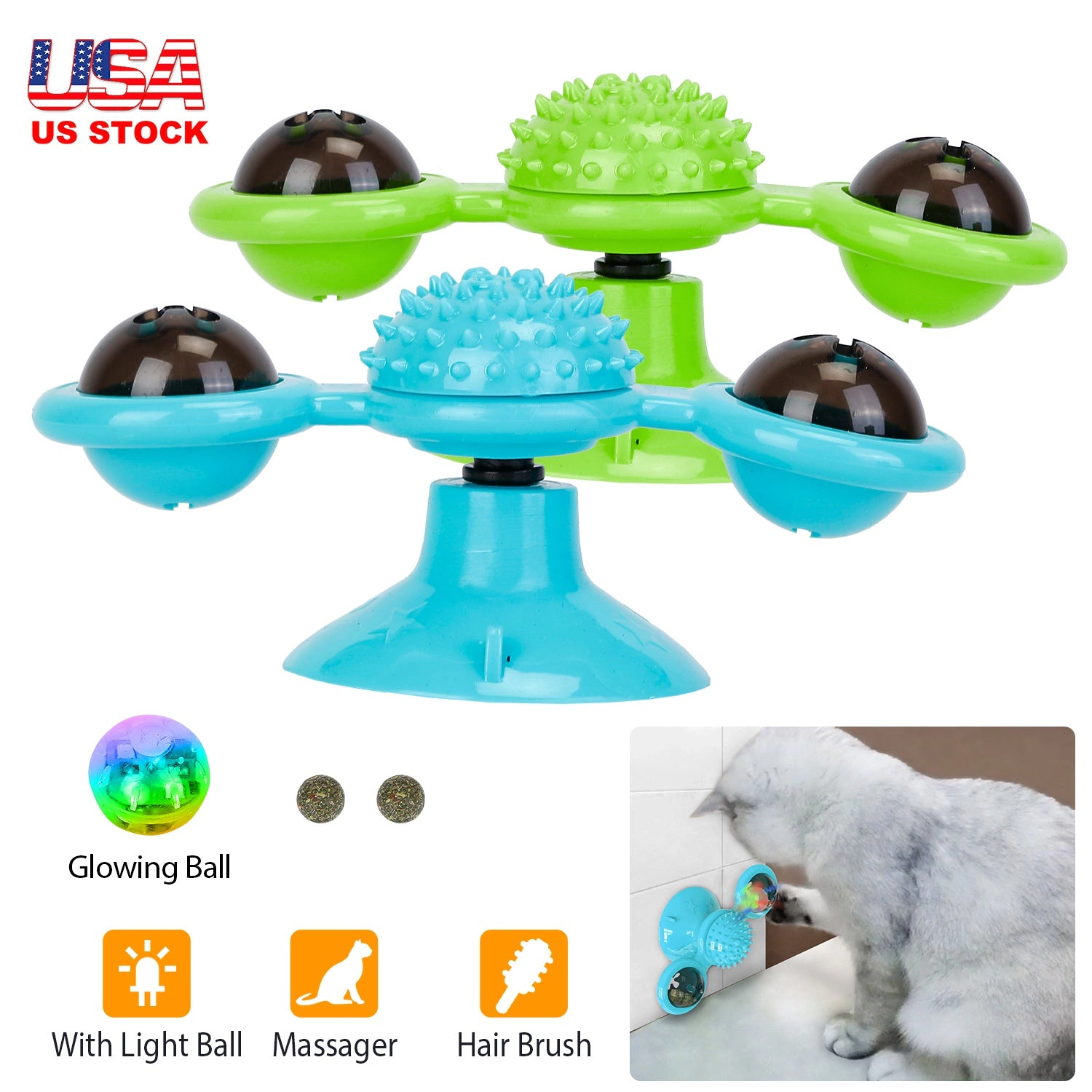 GBruno Interactive Windmill Cat Toy With Catnip Ball