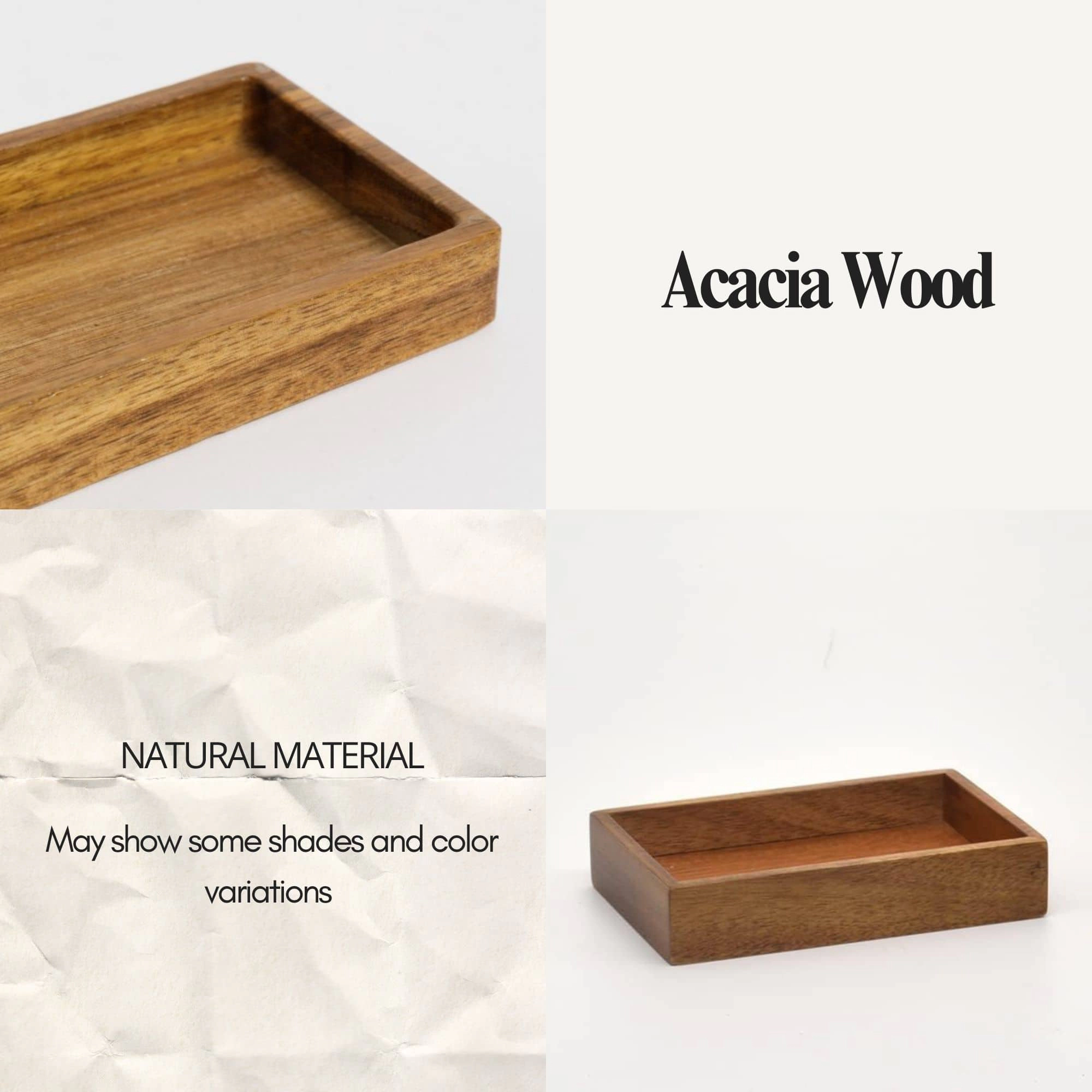 Evideco French Home Goods Solid Acacia Wood Soap Tray - Rectangular Natural Finish