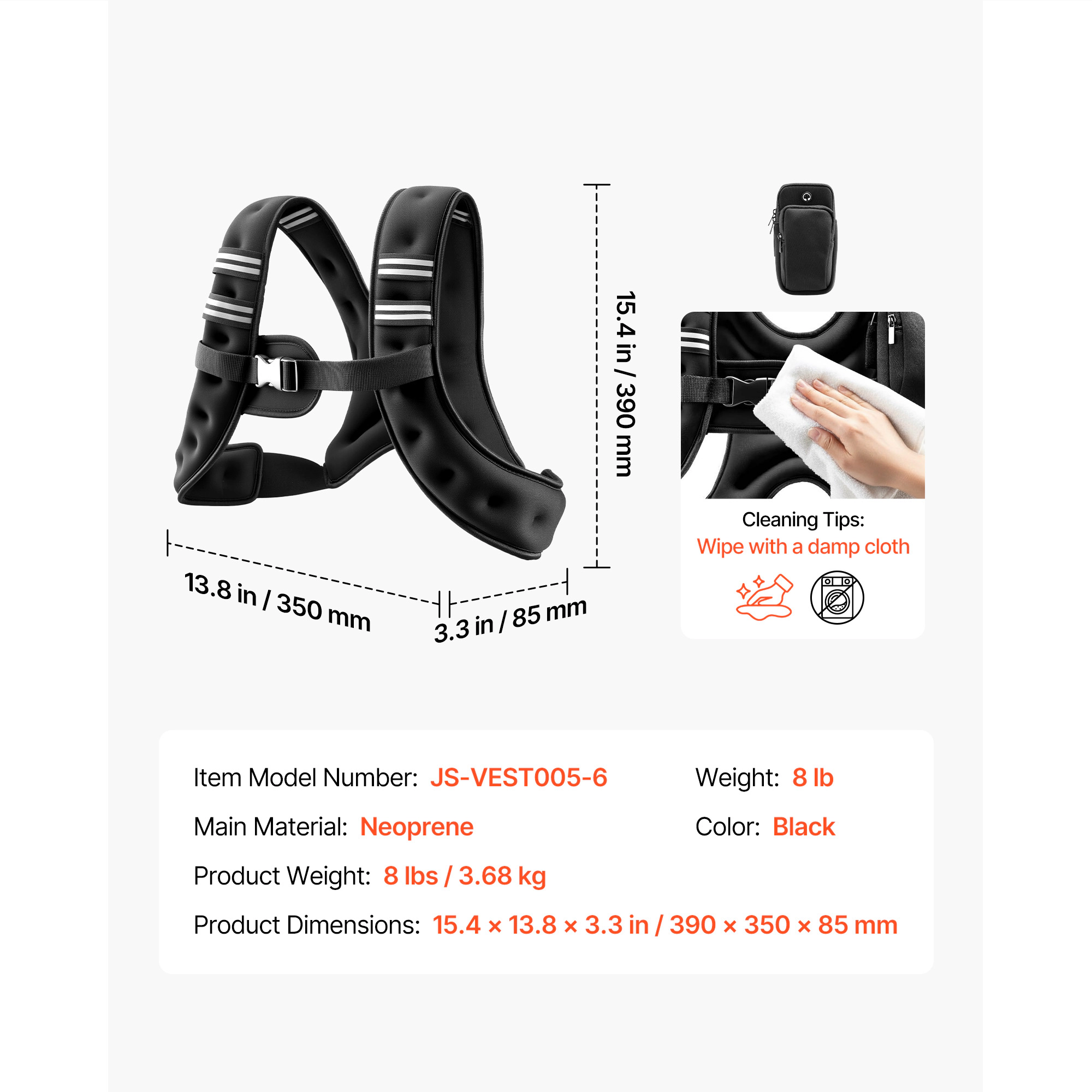 HONGGE Weighted Vest Body Weight Vest for Men Women with Reflective Stripe Adjustable Buckle Workout Equipment for