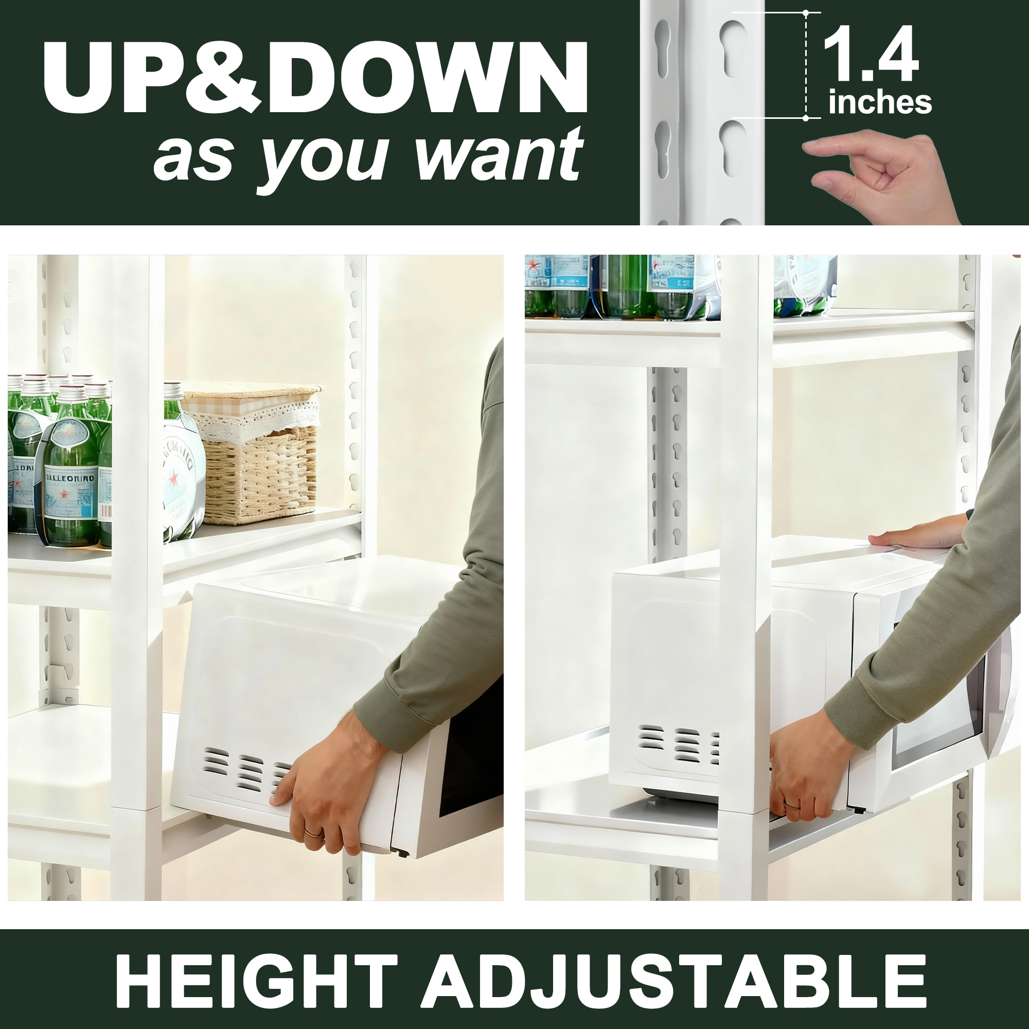 Flynama 5-Tier Heavy Duty Steel Freestanding Adjustable Storage Rack in White (31.5 in. W x 63 in. H x 15.7 in. D)