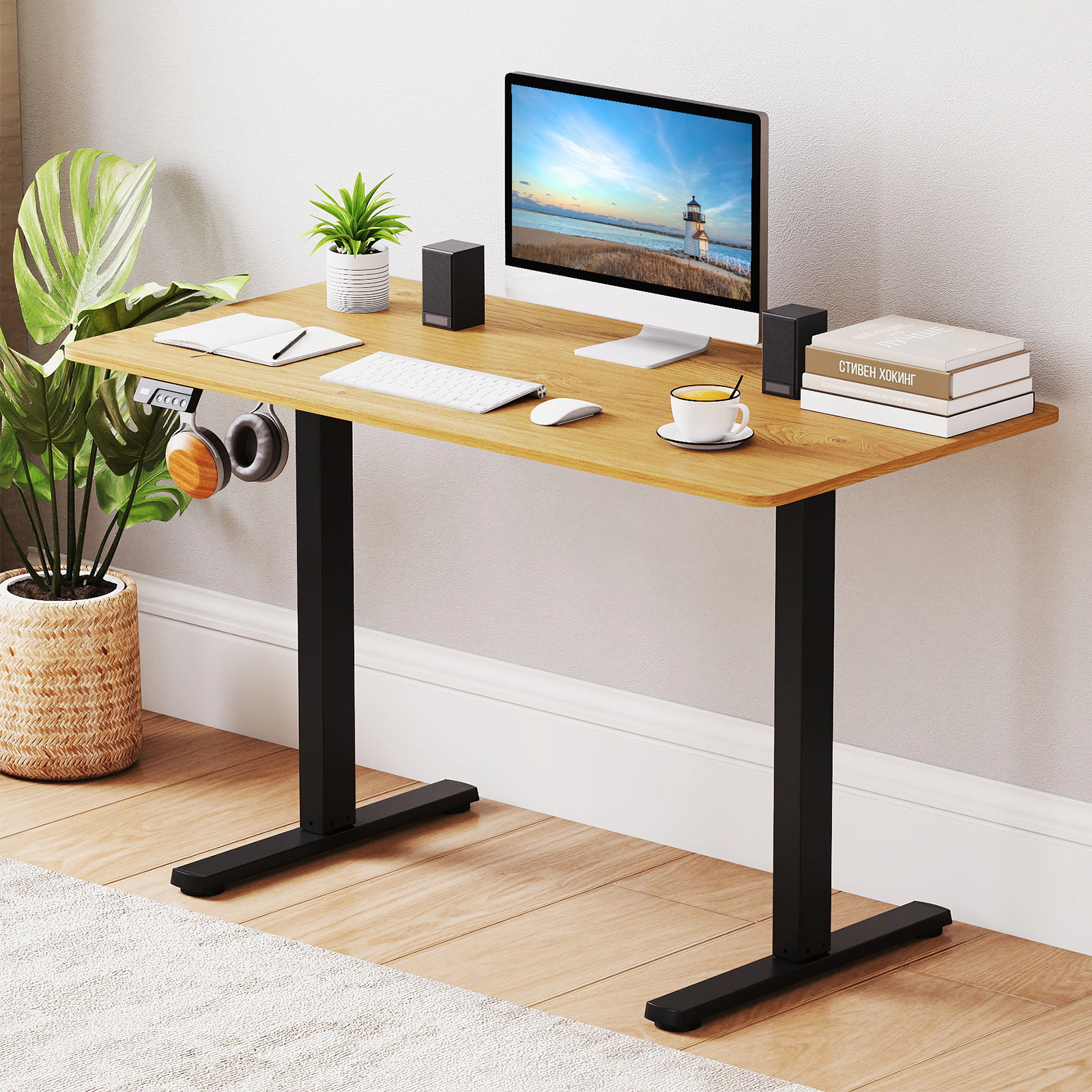 LJG Electric Standing Desk Frame Height Adjustable Computer Base with LED Display