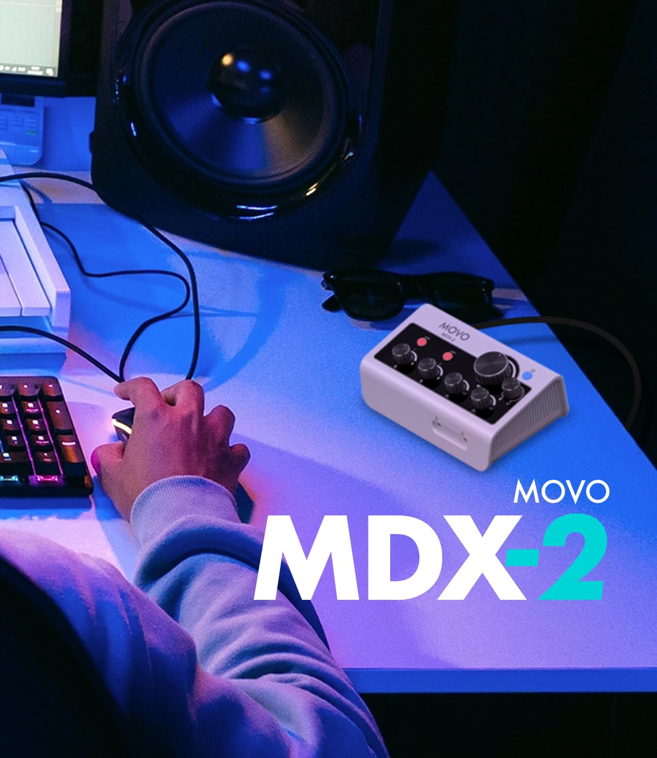 Movo MDX-2 2 Channel XLR Portable Audio Interface Compatible with PC Mac iPhone iPad and Android